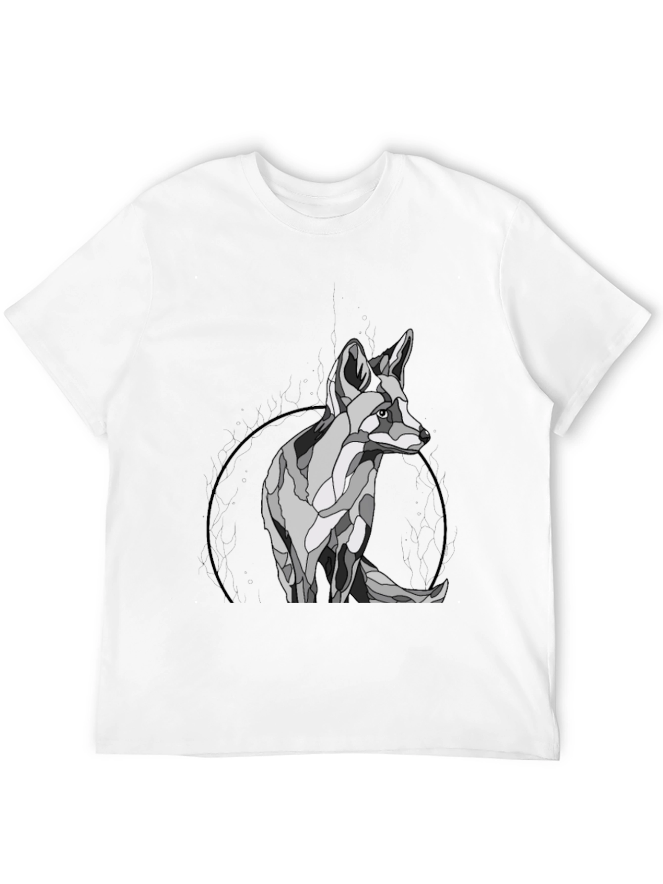 Black Geometric Fox Graphic T-Shirt view 12