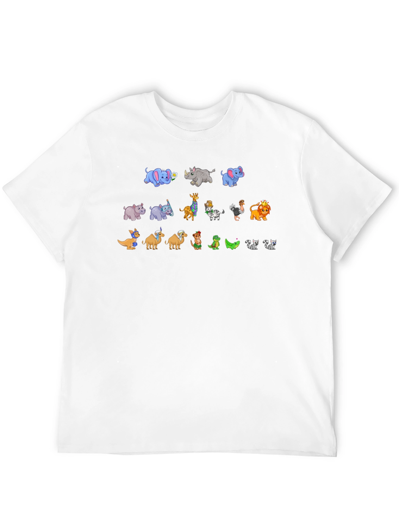 Black Cartoon Animals on Black Crewneck T-Shirt view 12