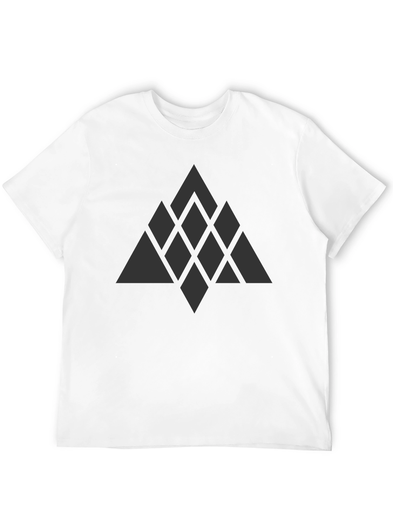 Black Geometric Diamond Pattern T-Shirt - Dark Gray Design view 12