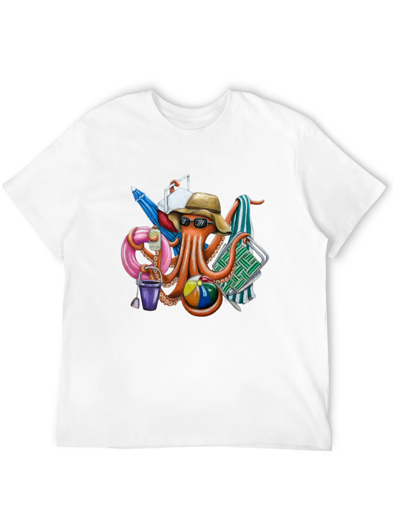 Black Beach Octopus Graphic T-Shirt - Summer Fun! view 12
