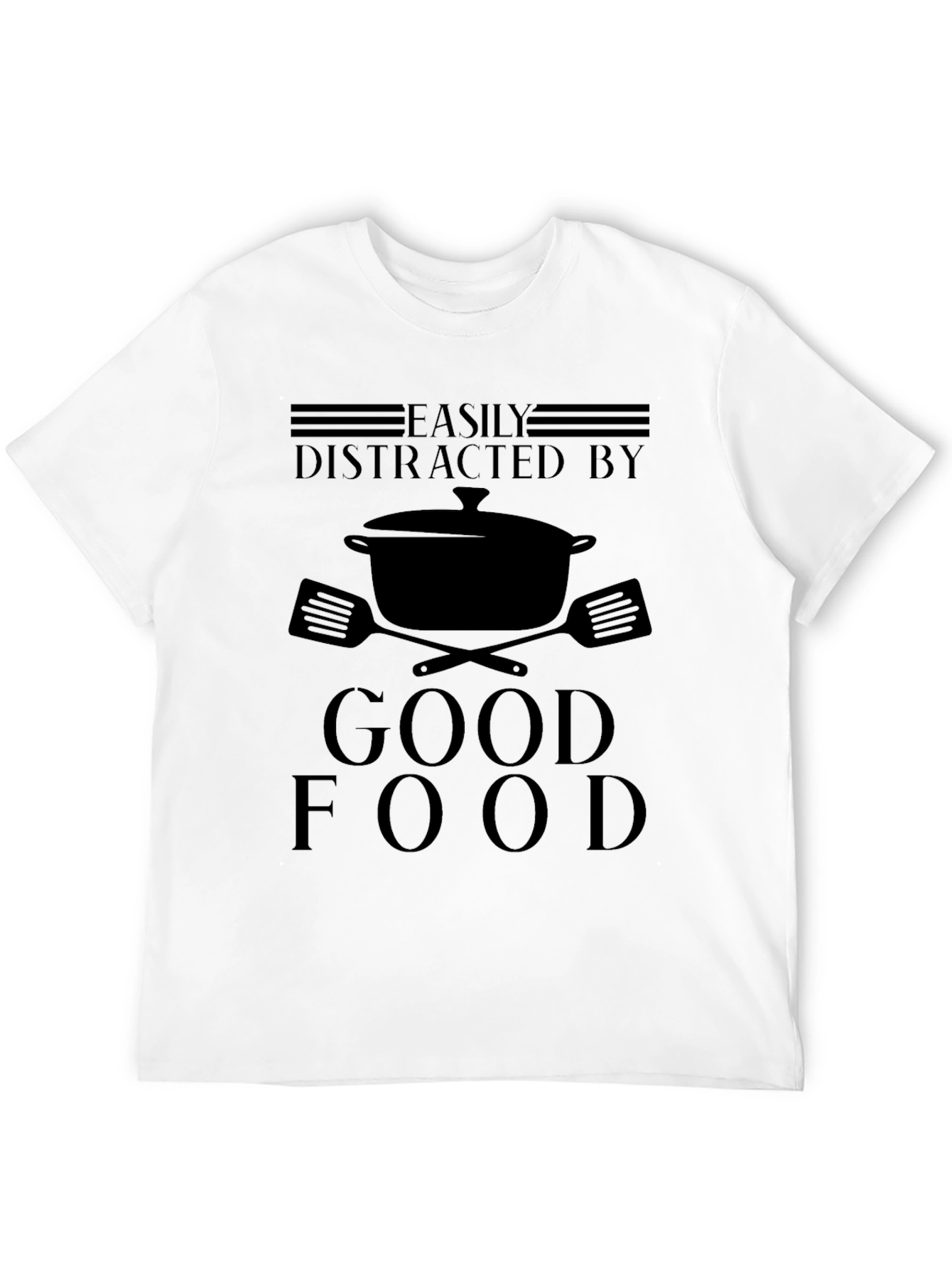 Black Easily Distracted By Good Food T-Shirt view 12