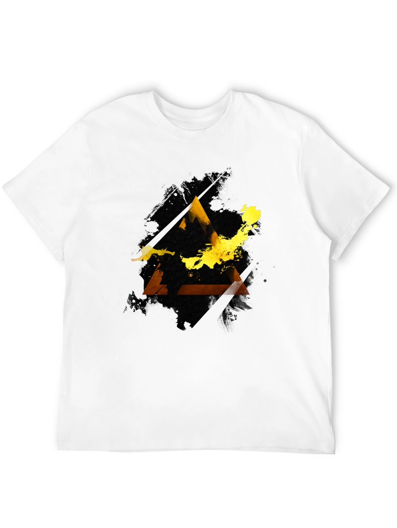 Black Abstract Triangle Graphic Men's Black Tee view 12