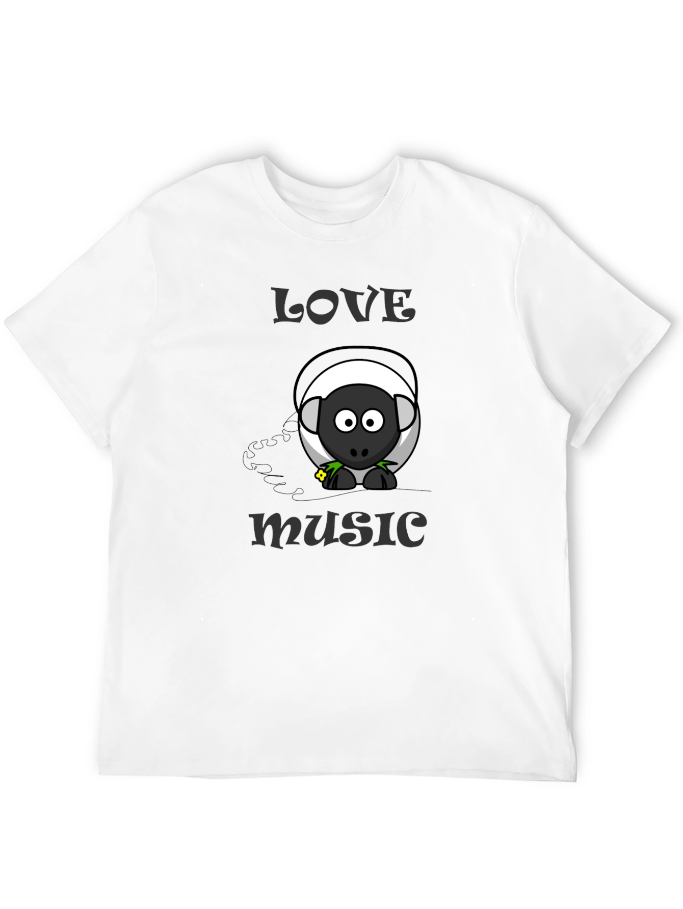 Black Love Music Sheep Cartoon Graphic T-Shirt view 12