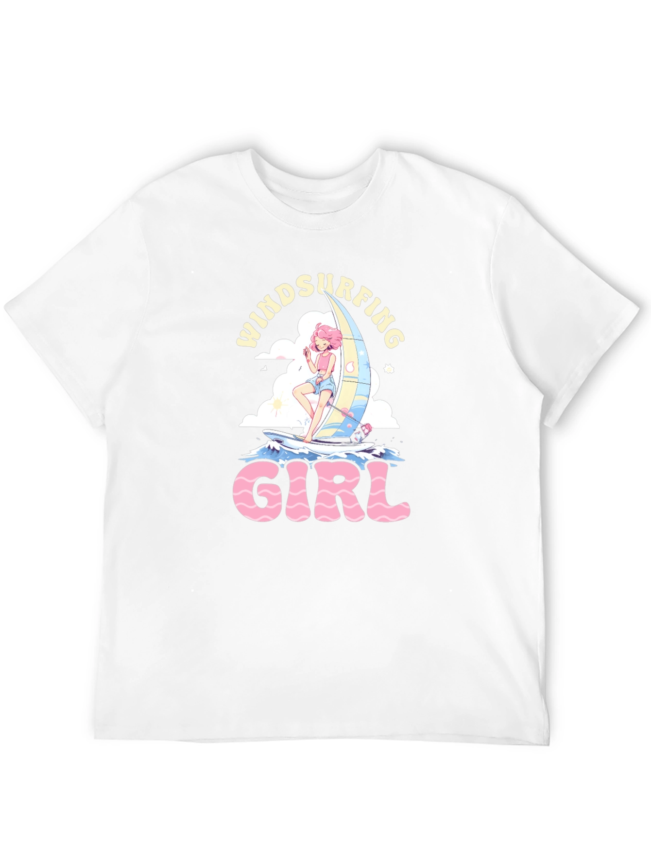Black Windsurfing Girl Black Graphic T-Shirt view 12