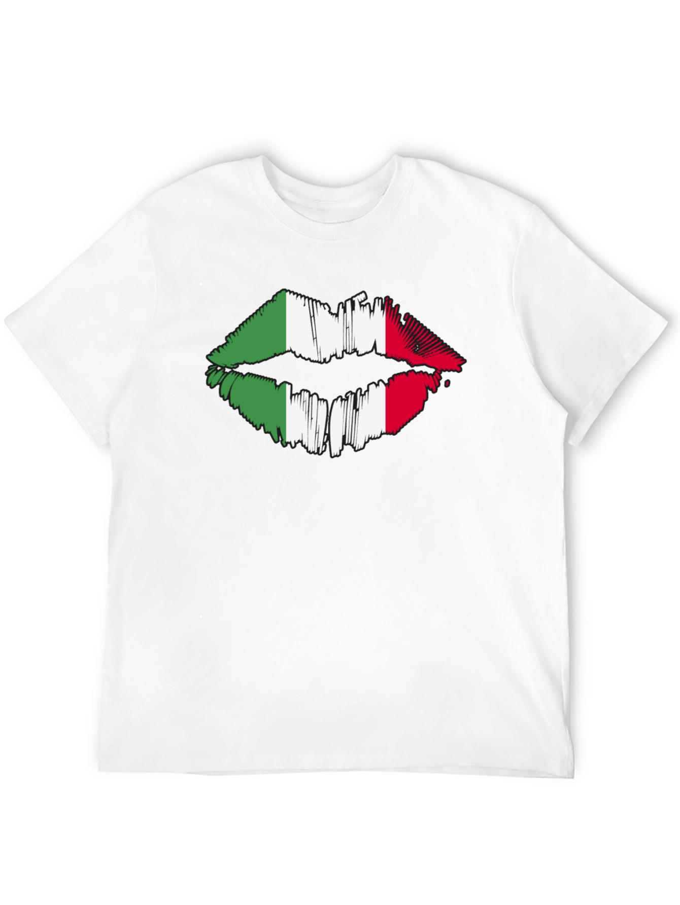Black Italian Flag Lips Graphic Black T-Shirt view 12