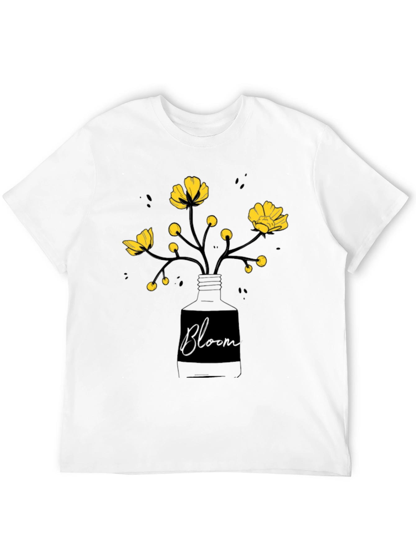 Black Bloom Graphic Tee - Black Cotton T-Shirt view 12
