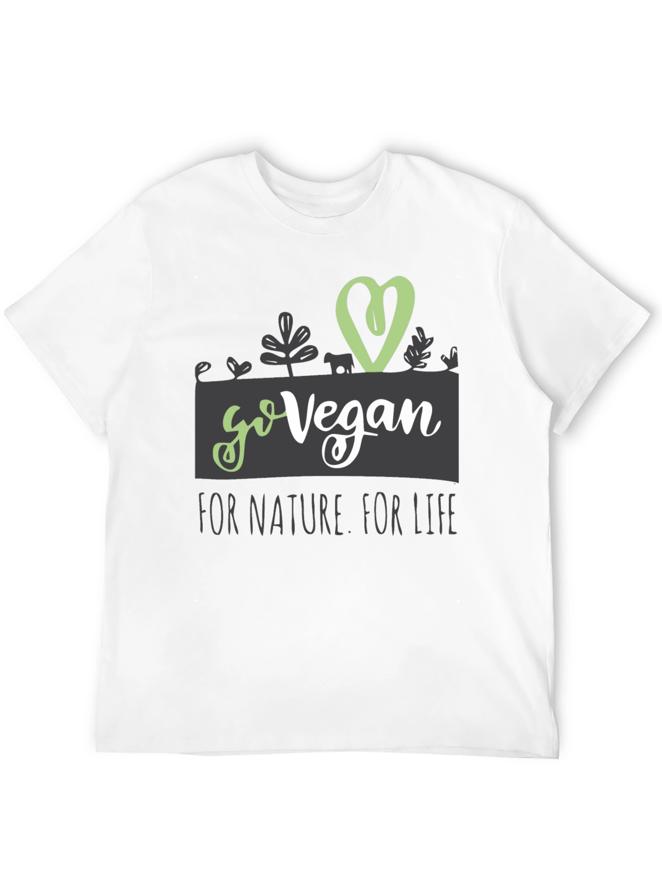 Black Go Vegan T-Shirt - For Nature, For Life - Animal Lover view 12