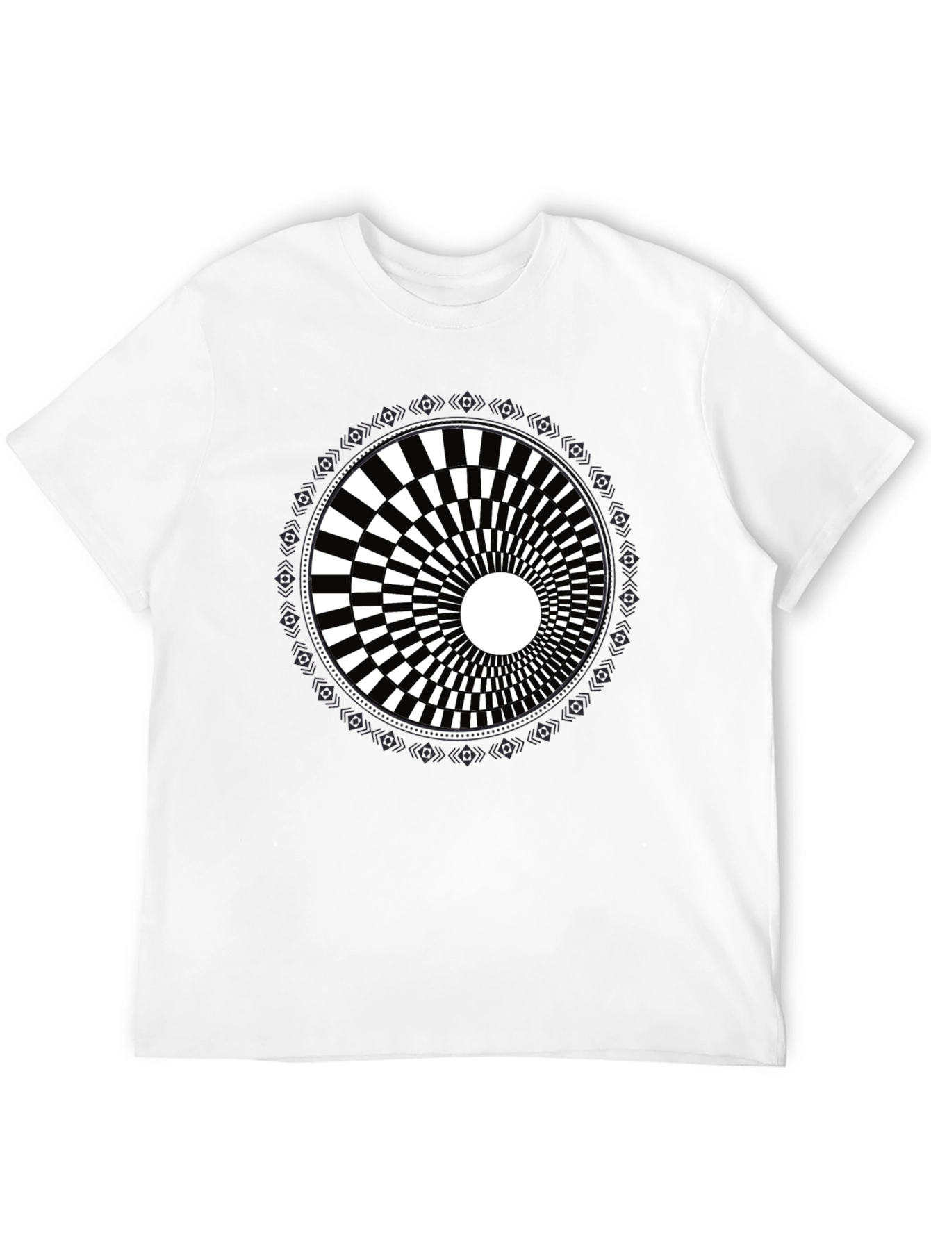 Black Optical Illusion Graphic Tee - Black Cotton Blend view 12