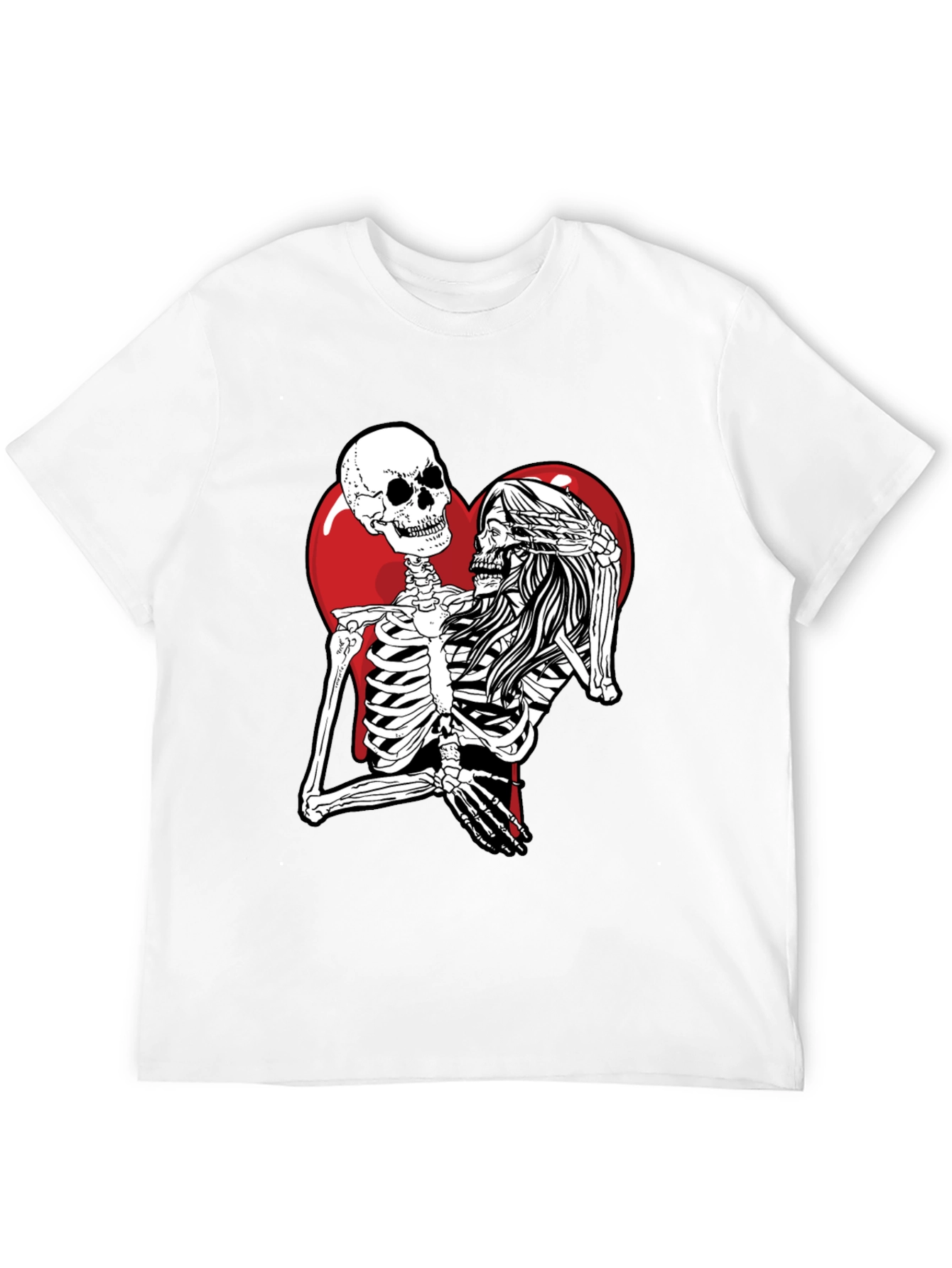 Black Skeleton Love Black T-Shirt - Unique Graphic Tee view 12