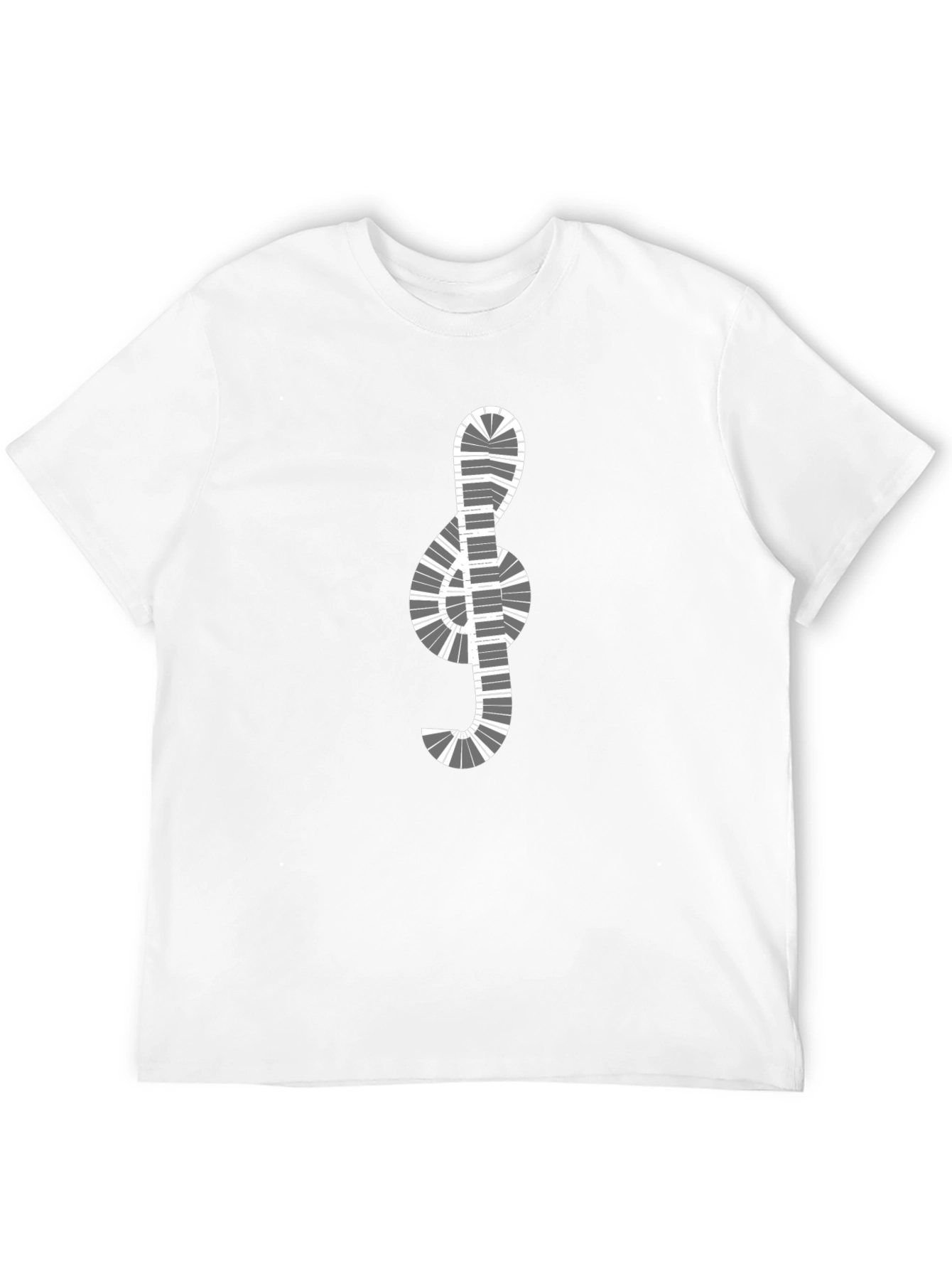 Black Musical Clef Piano Keys Graphic T-Shirt view 12