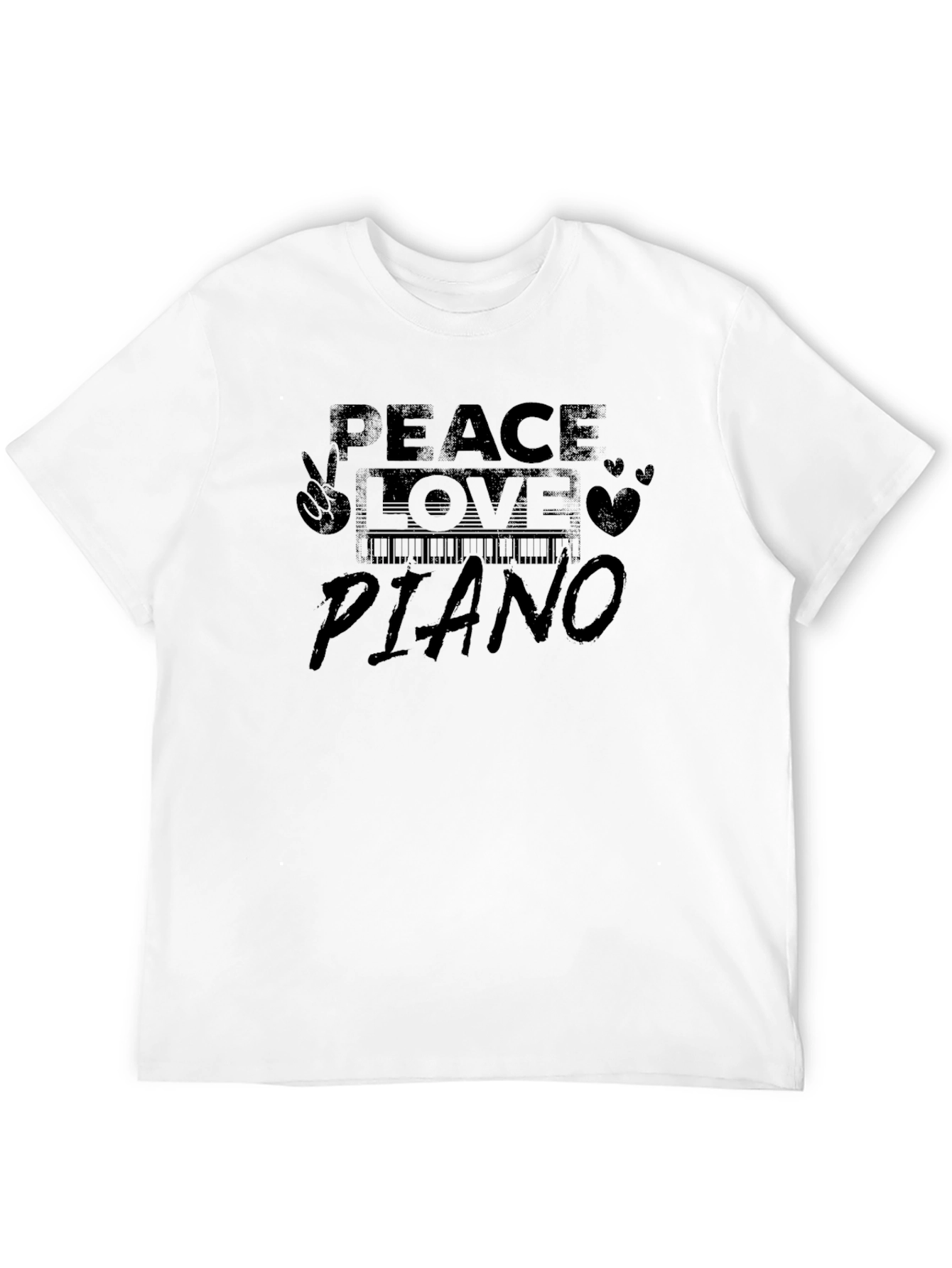 Black Peace Love Piano Black Graphic T-Shirt view 12