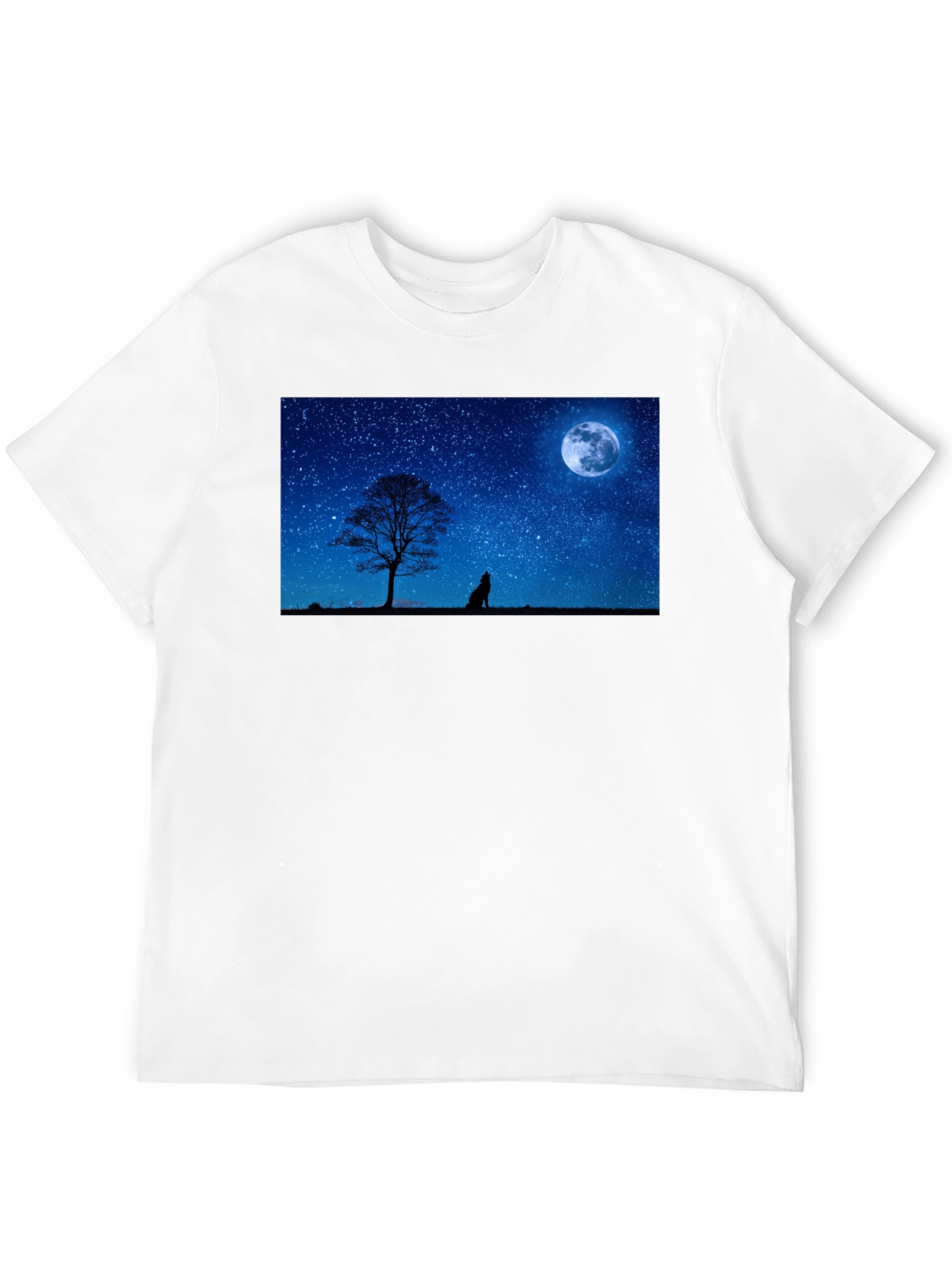 Black Wolf Howling at Moon T-Shirt - Night Sky Tee view 12