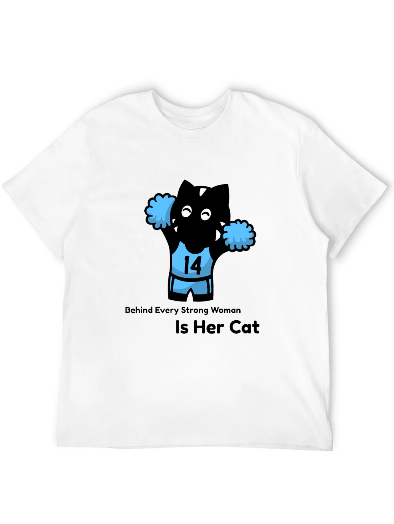 Black Funny Cat Cheerleader T-Shirt - Strong Women Support Cats! view 12