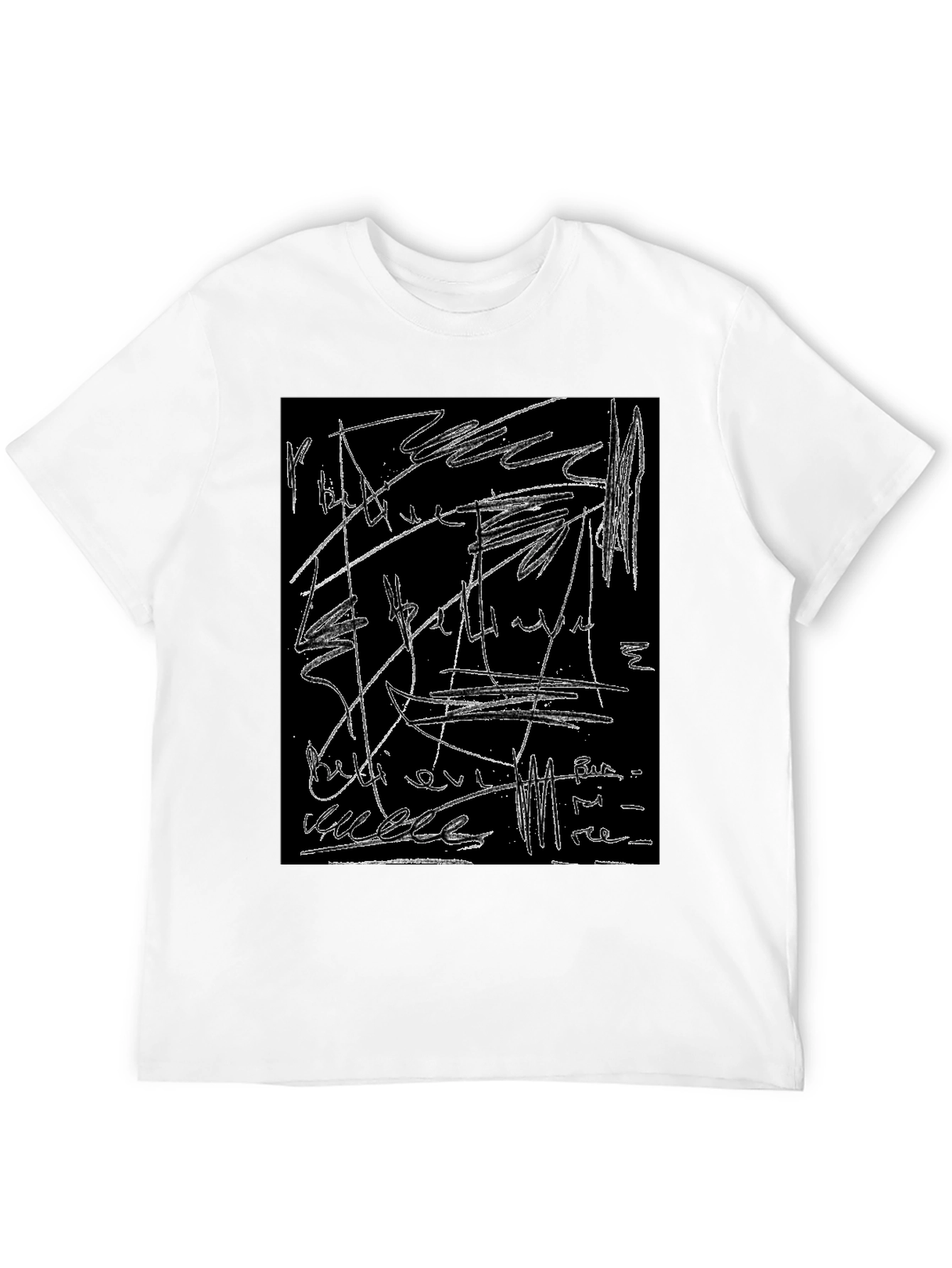 Black Abstract Scribble Graphic Black T-Shirt view 12
