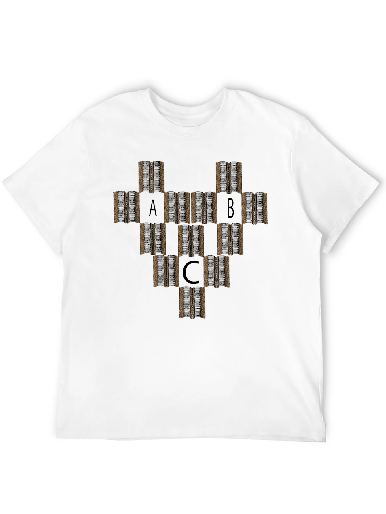 Black Abstract ABC T-Shirt - Geometric Design - Casual Wear view 12