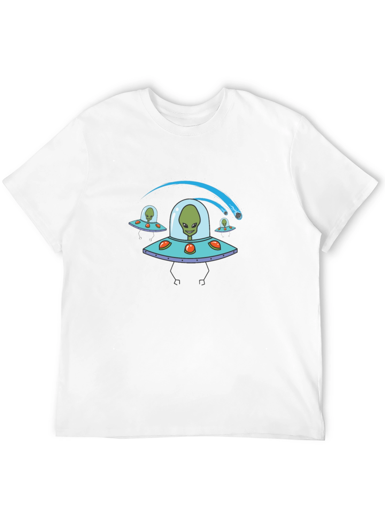 Black Alien UFO Invasion Black Graphic T-Shirt view 12