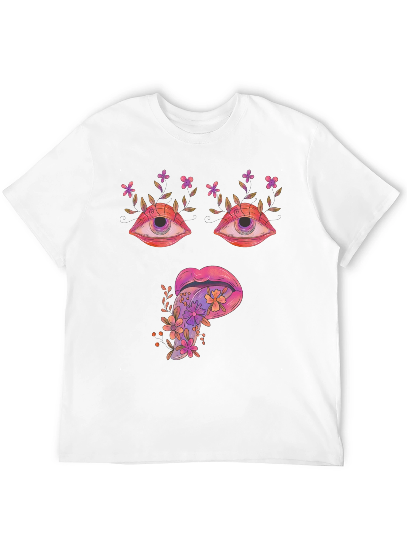 Black Psychedelic Eyes & Tongue Graphic T-Shirt - Black view 12
