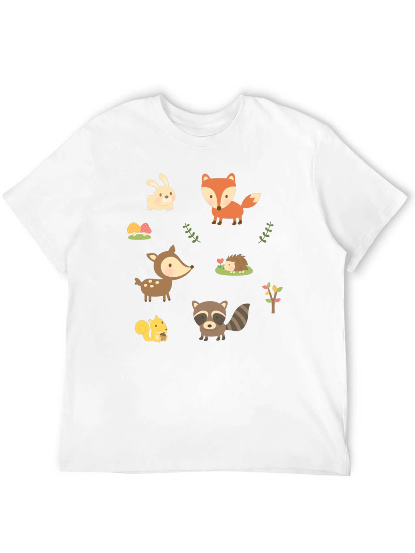 Black Cute Woodland Animal Print Black T-Shirt view 12