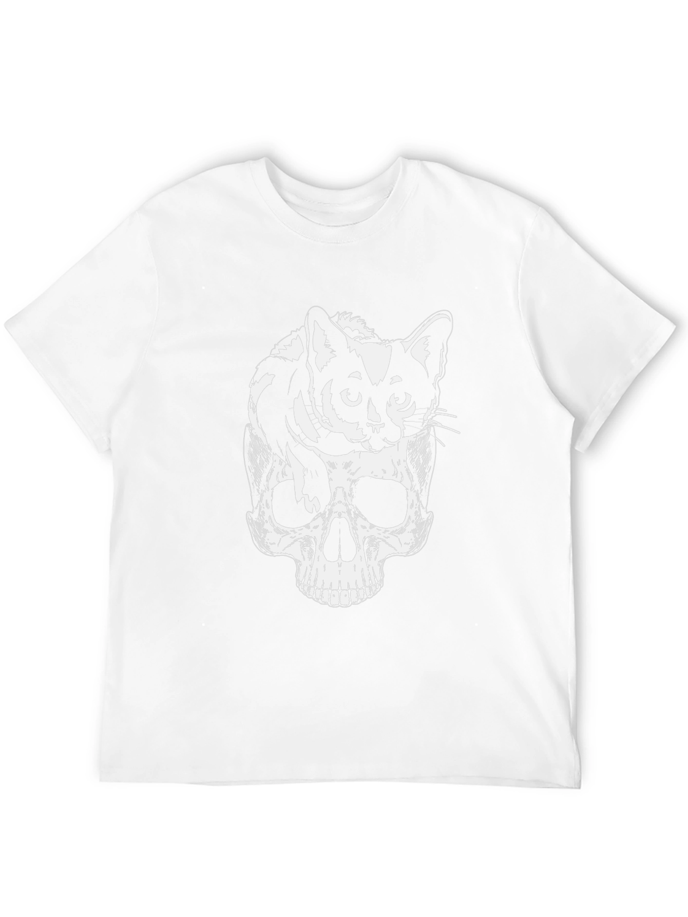 Black Skull & Cat Graphic Tee - Black Cotton Blend view 12