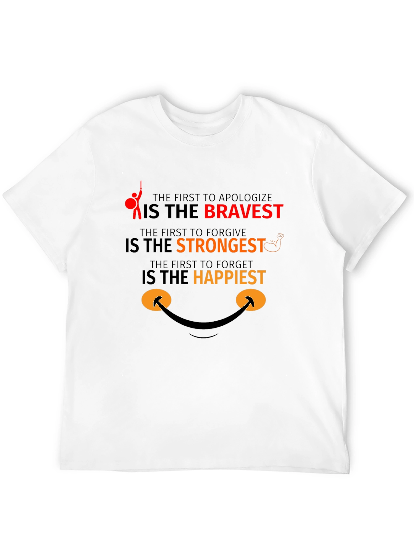 Black Bravery Strongest Happy T-Shirt view 12