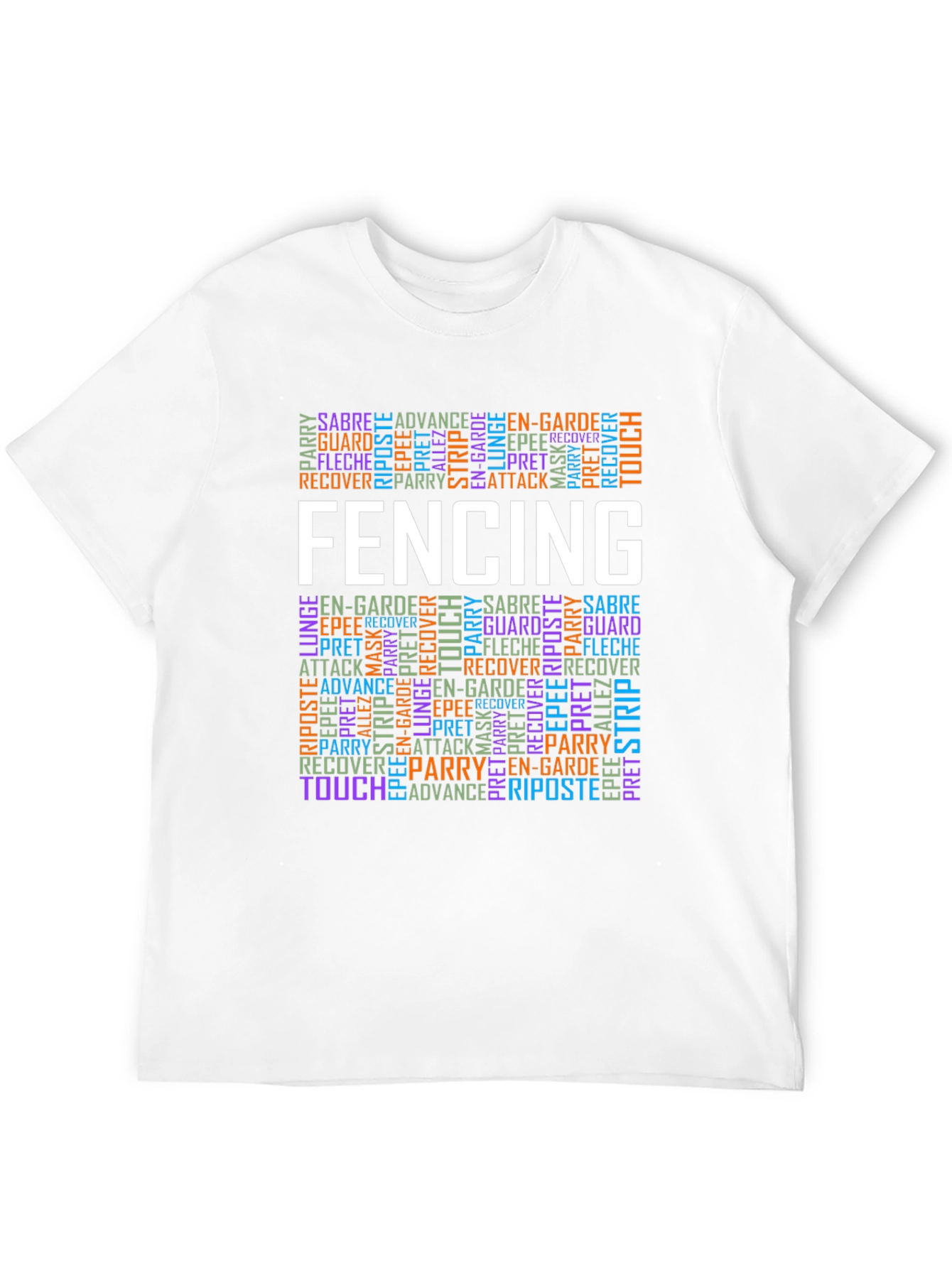 Black Fencing Word Art Graphic T-Shirt view 12