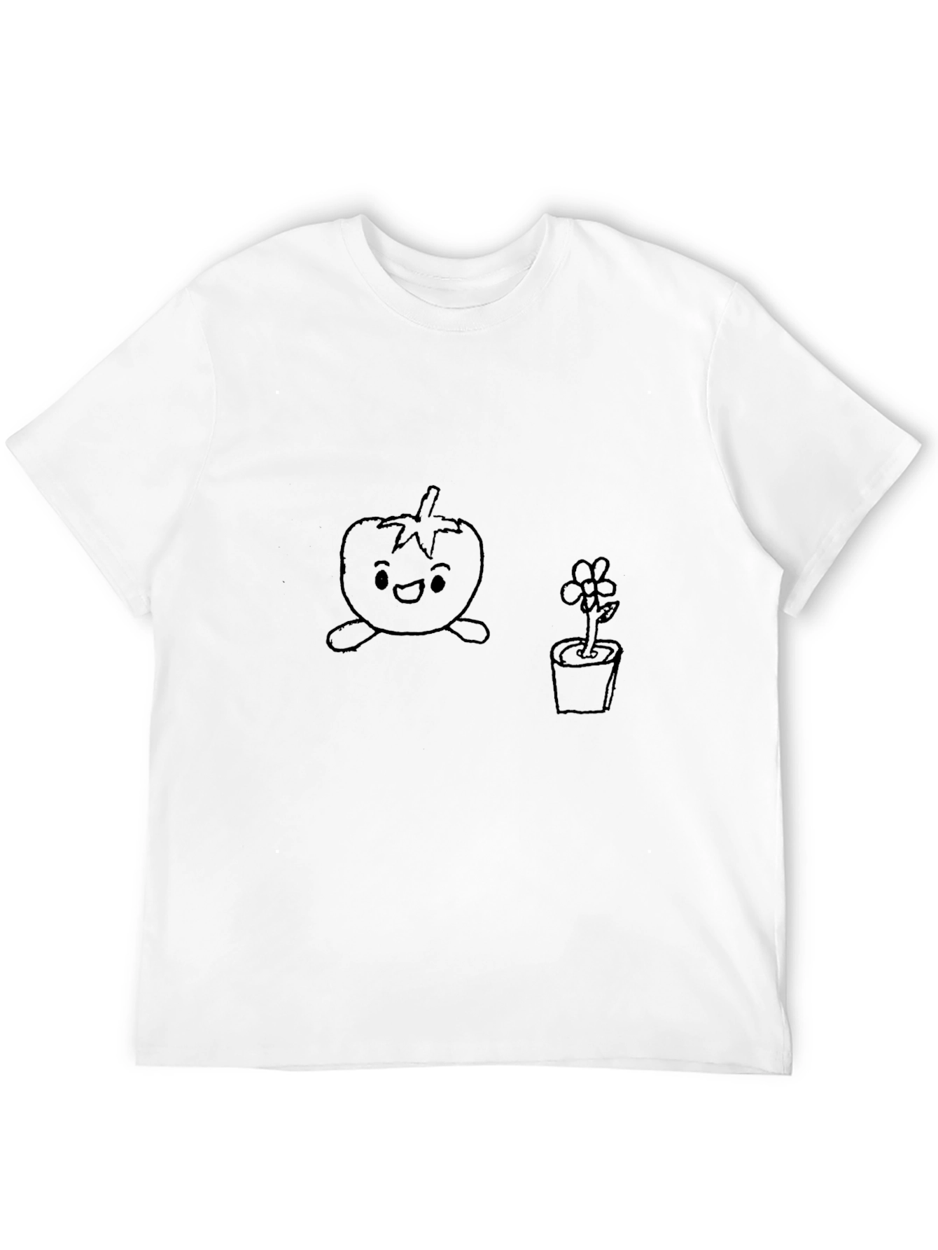 Cute Tomato & Flower Graphic T-Shirt - Unisex Black Tee - 12