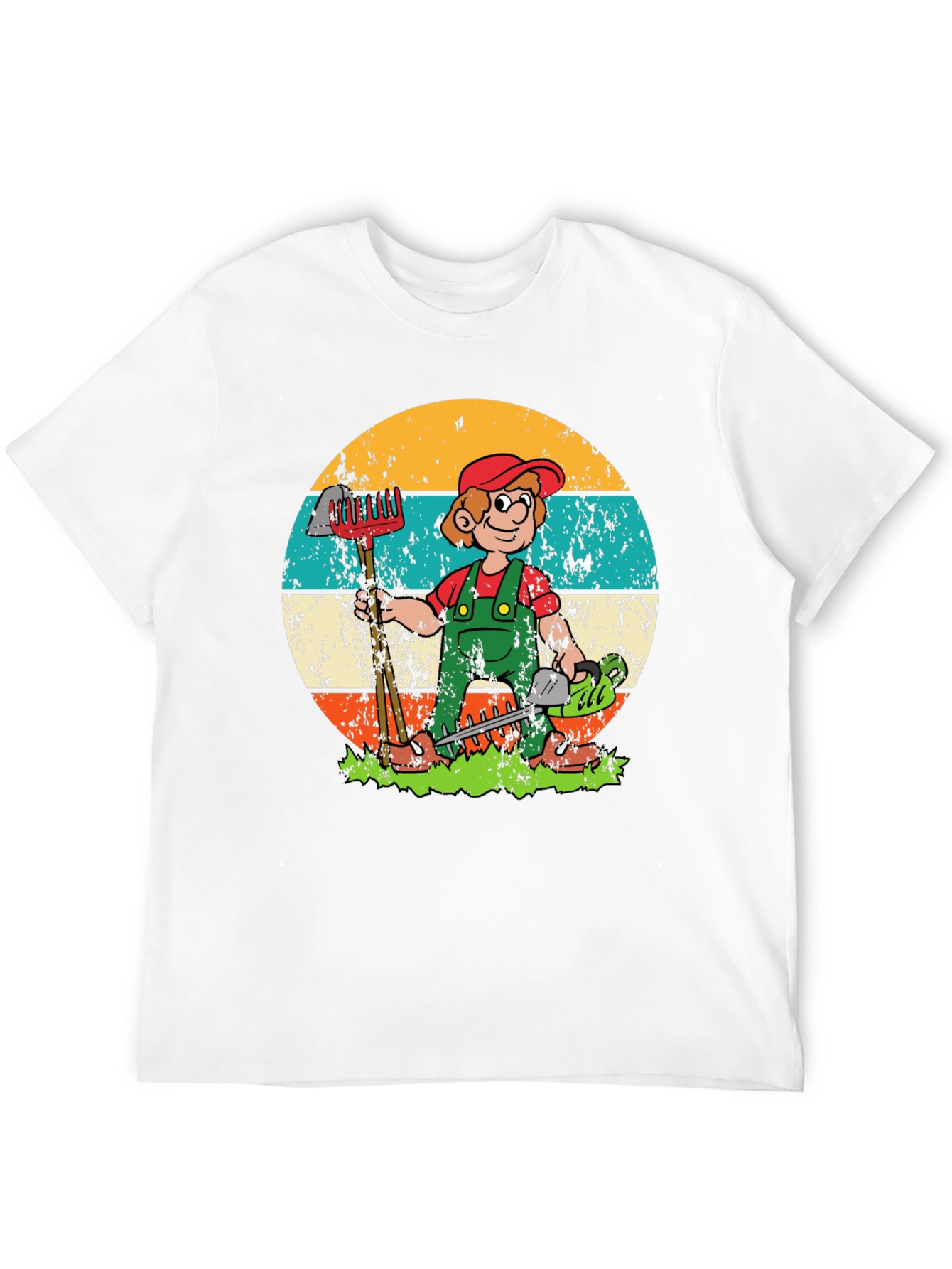 Black Gardener Cartoon Graphic T-Shirt - Unisex view 12
