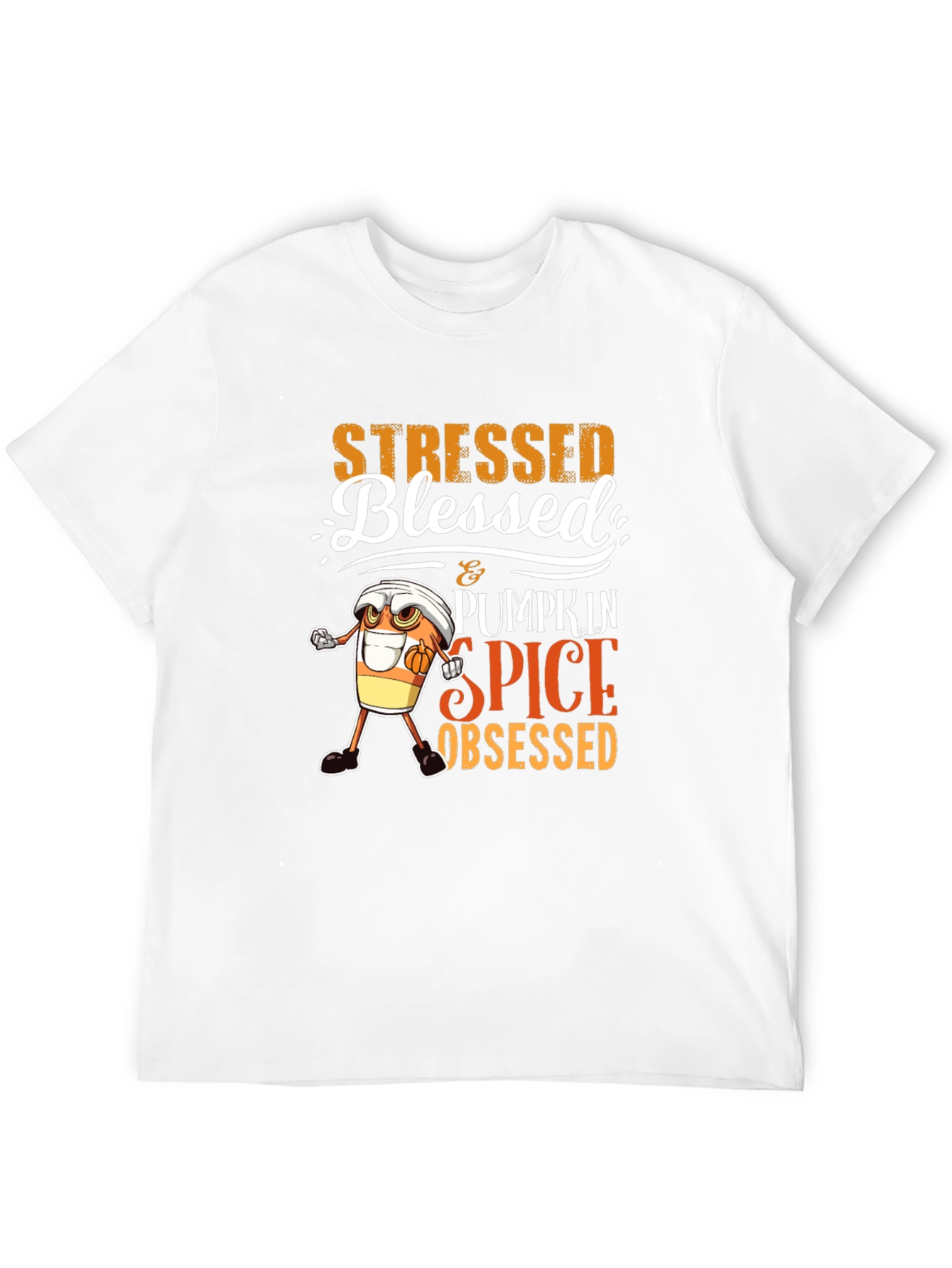 Black Stressed Blessed Pumpkin Spice Obsessed T-Shirt view 12