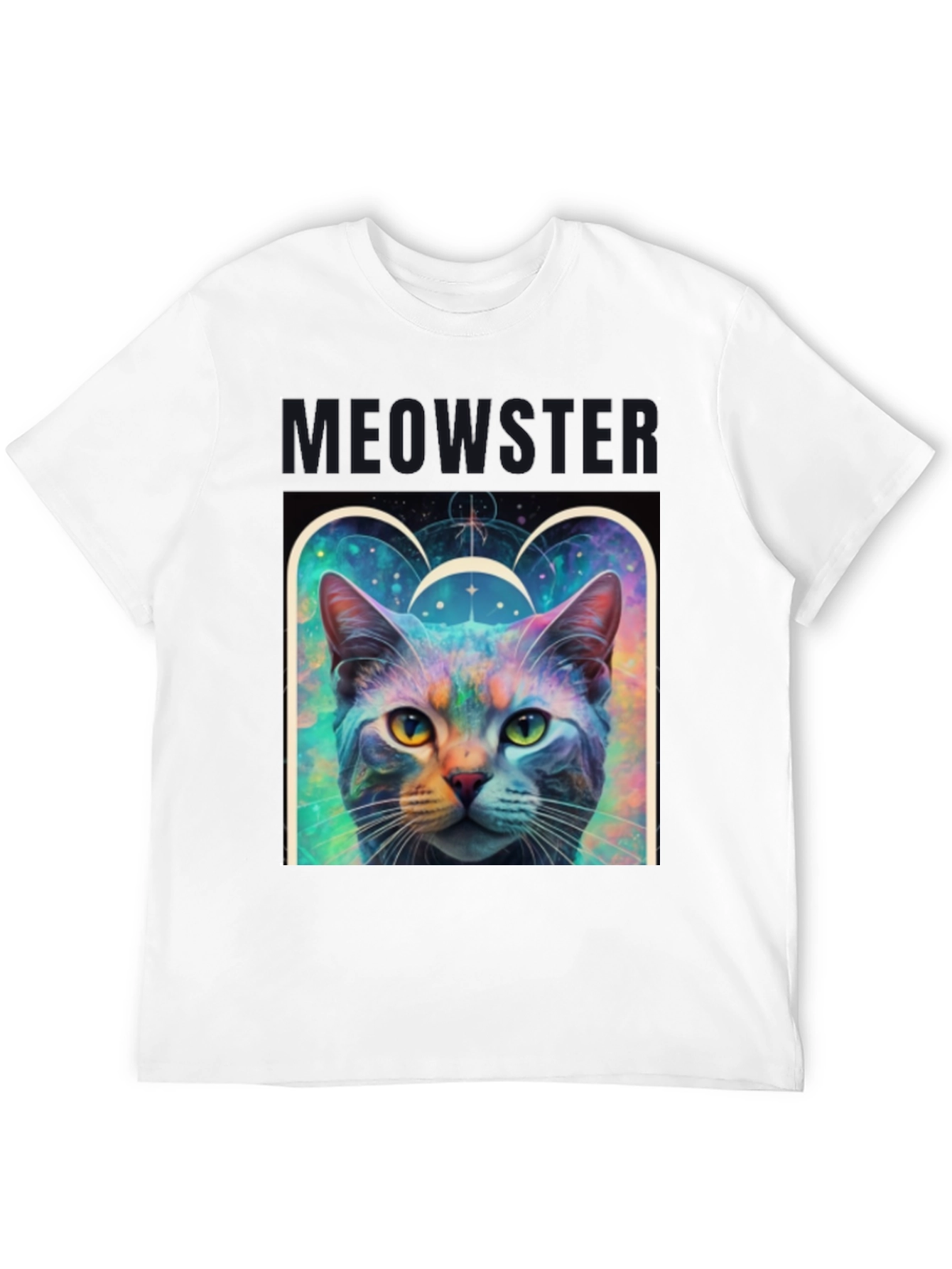 Black Meowster Cat Graphic Print Black T-Shirt view 12