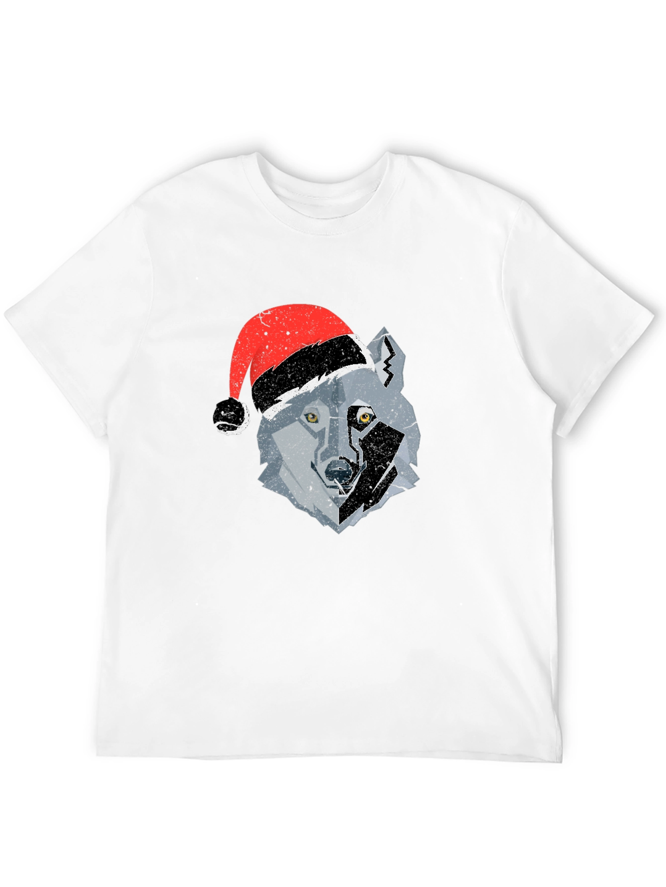 Black Wolf Santa Hat Graphic Tee view 12