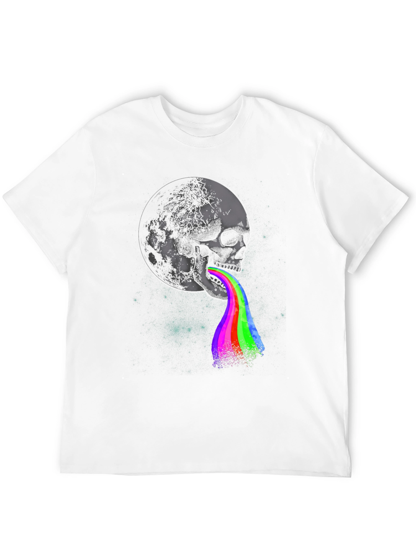 Black Skull Moon Rainbow Graphic Tee - Dark Style view 12