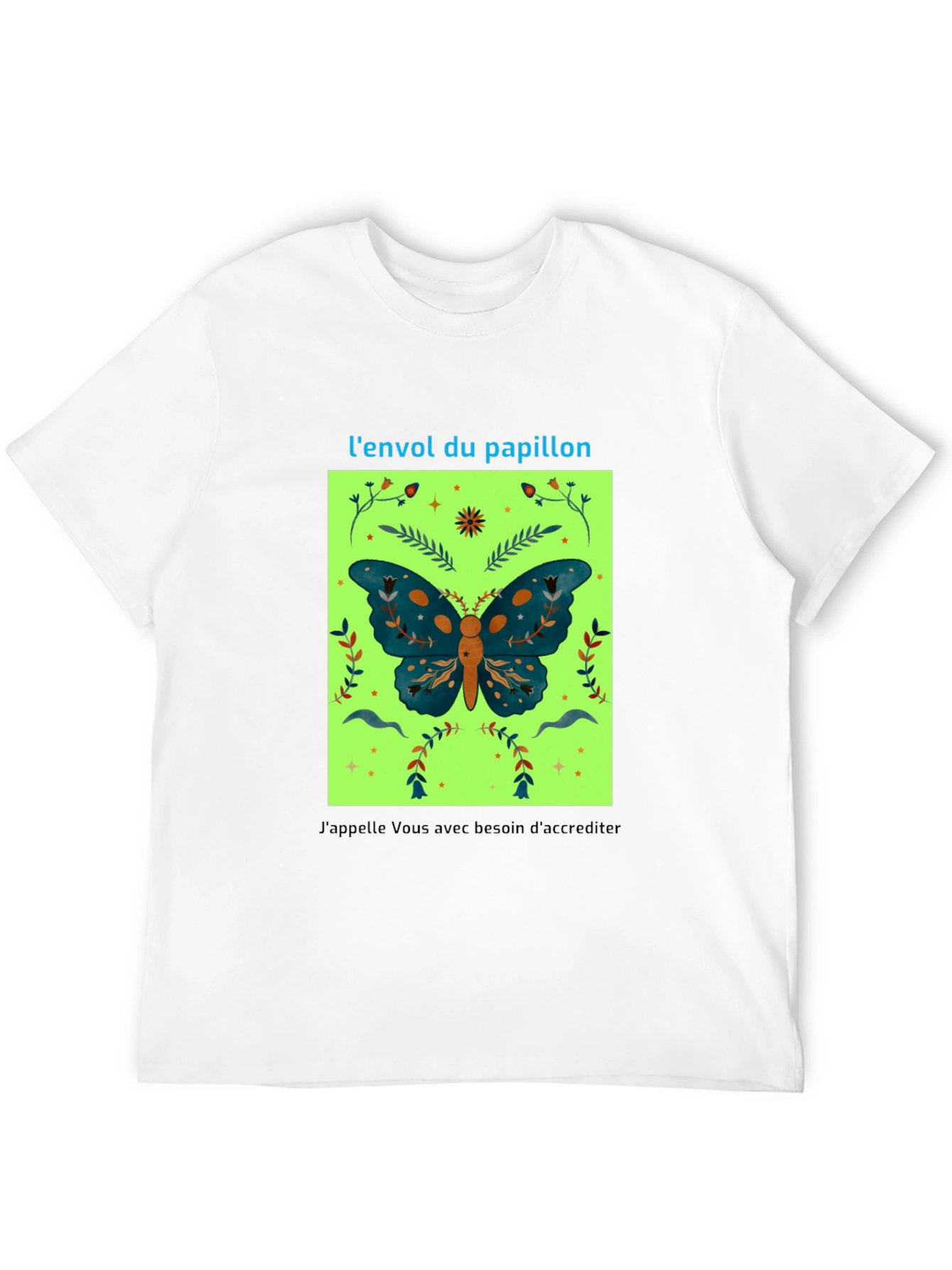 Black Butterfly Graphic Tee - French Slogan Design view 12