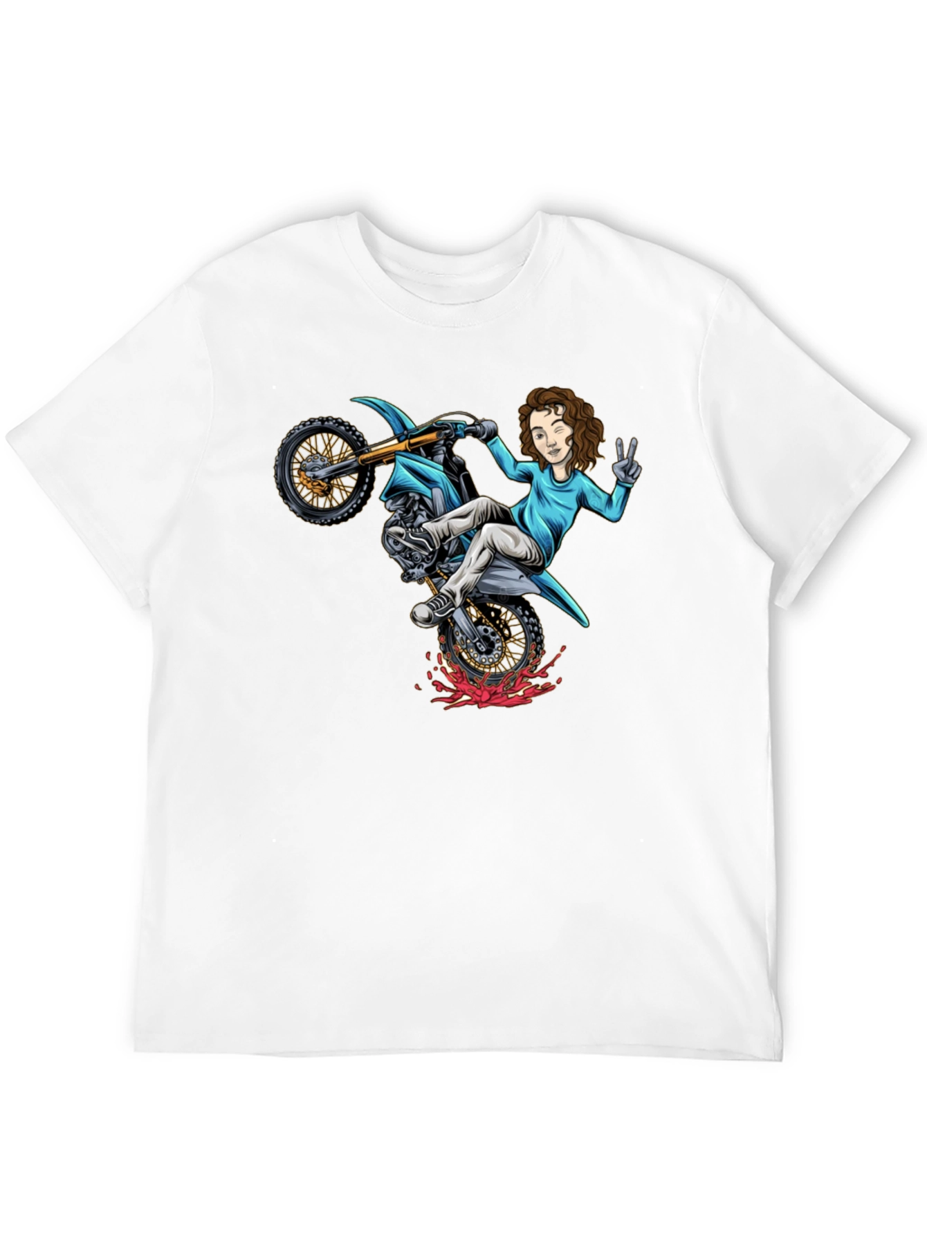 Black Motorcycle Girl Graphic Tee - Black Cotton Shirt view 12