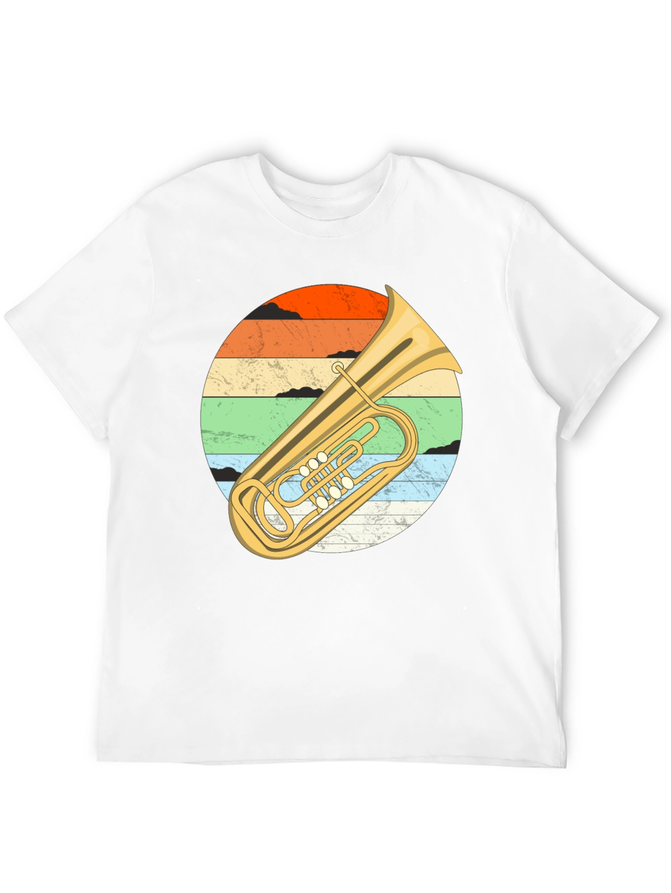 Black Vintage Tuba Sunset Graphic Tee - Musician's Black T-Shirt view 12