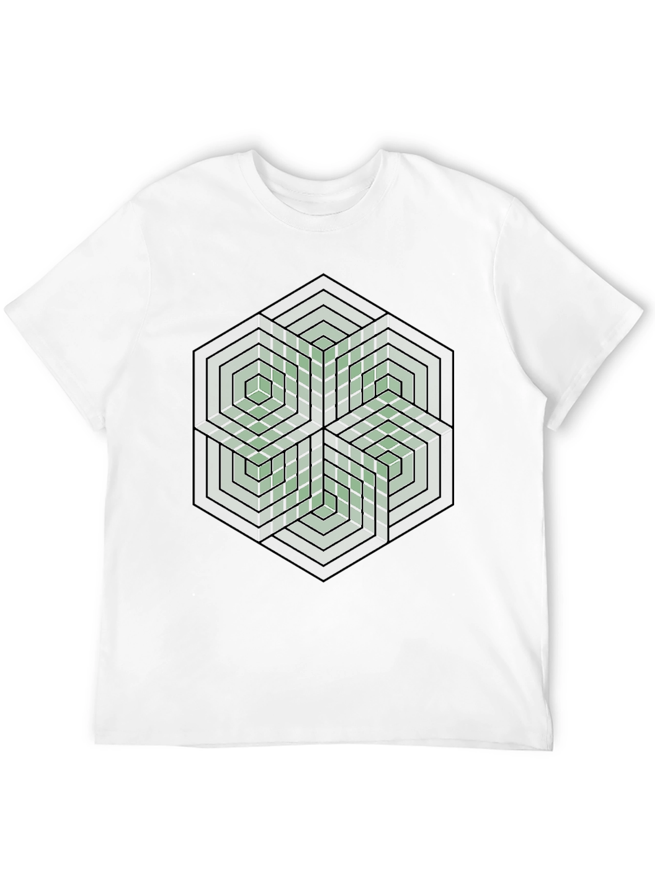 Black Geometric Hexagon Illusion Graphic Tee - Black view 12