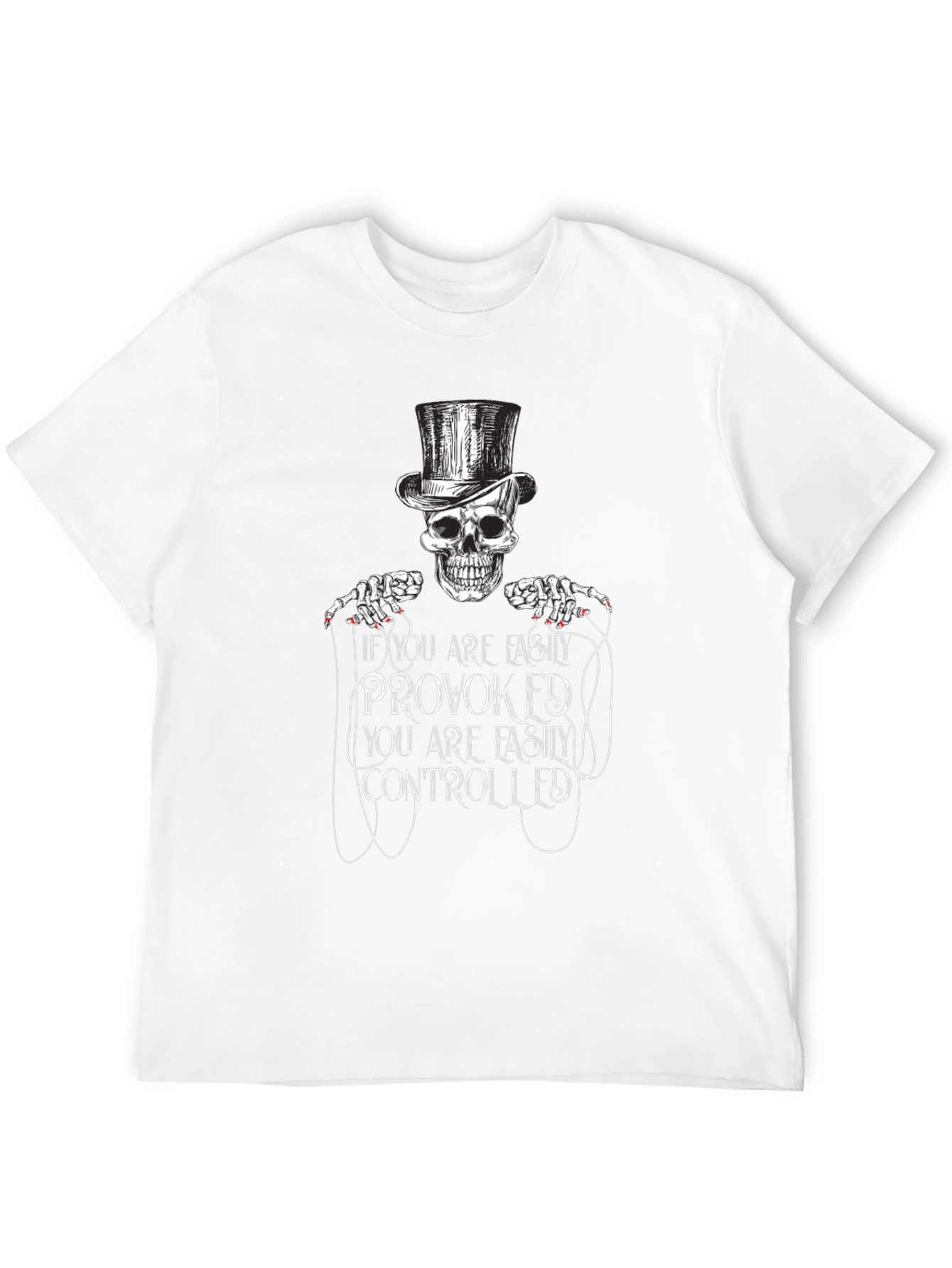 Black Provoked Controlled Skeleton Top Hat Graphic Tee - Black view 12