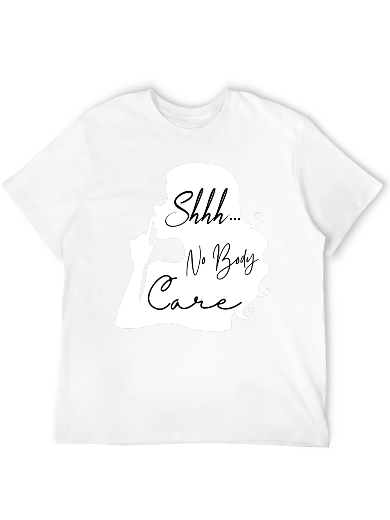 Black Shhh No Body Care Graphic Tee - Black Cotton T-Shirt view 12