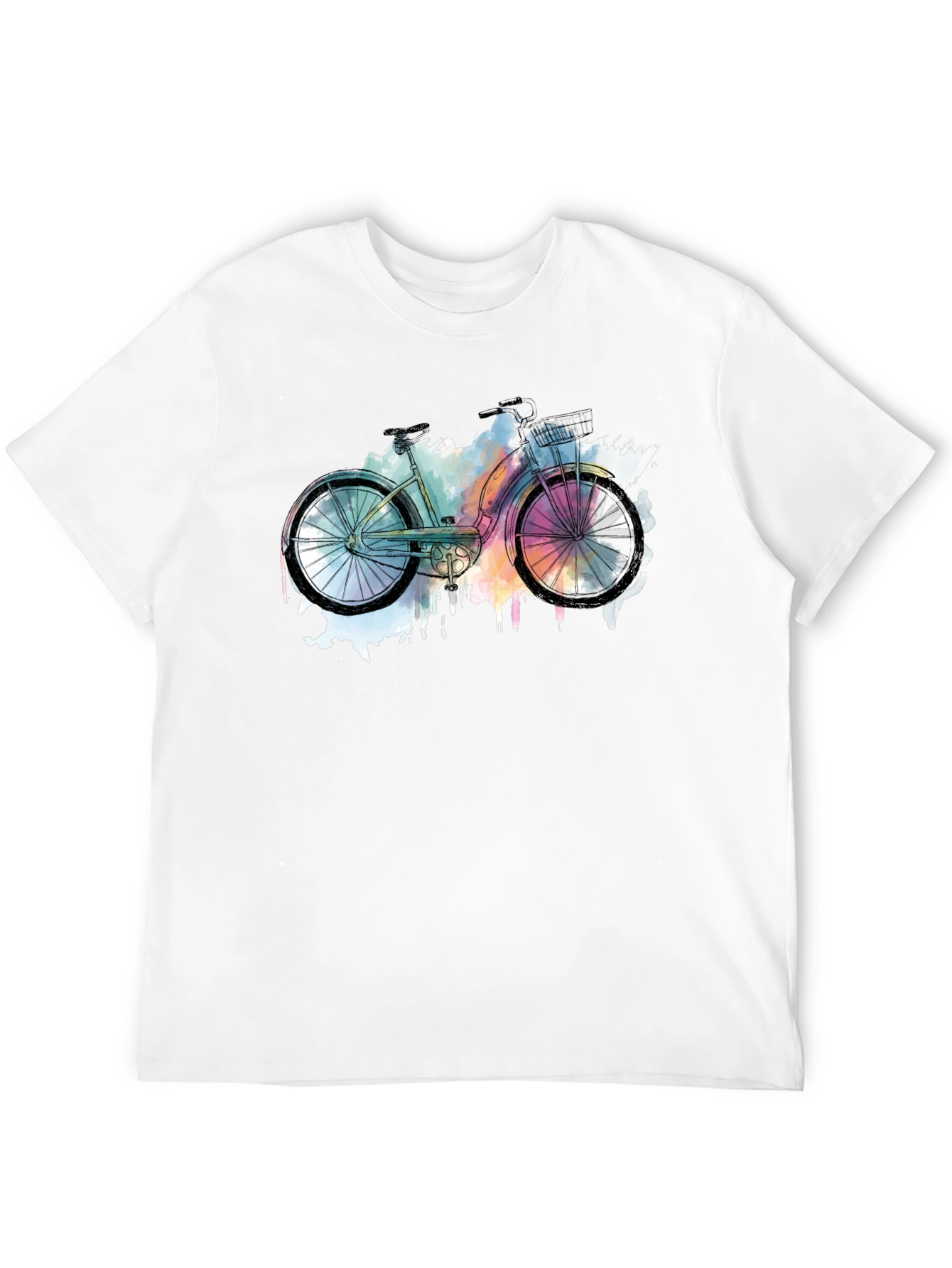 Black Watercolor Bicycle Graphic T-Shirt - Black view 12