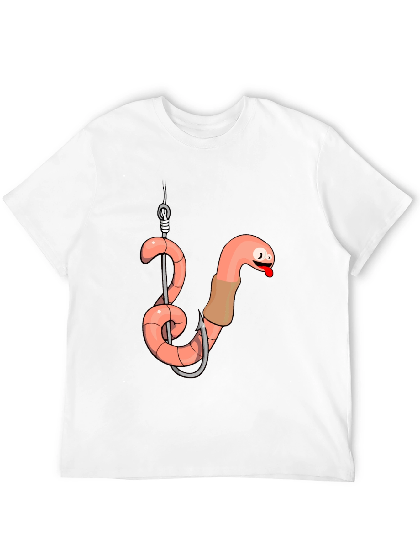 Black Funny Worm on Hook Black T-Shirt view 12