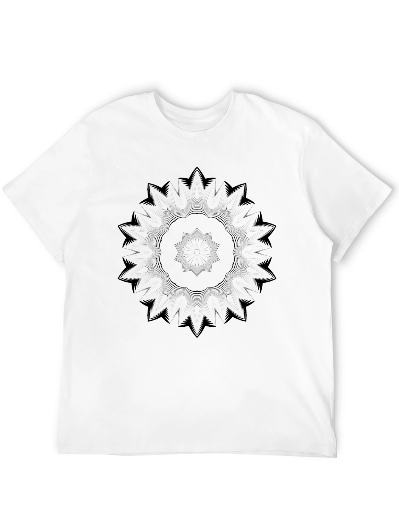 Black Abstract Mandala Graphic Print Crew Neck T-Shirt view 12