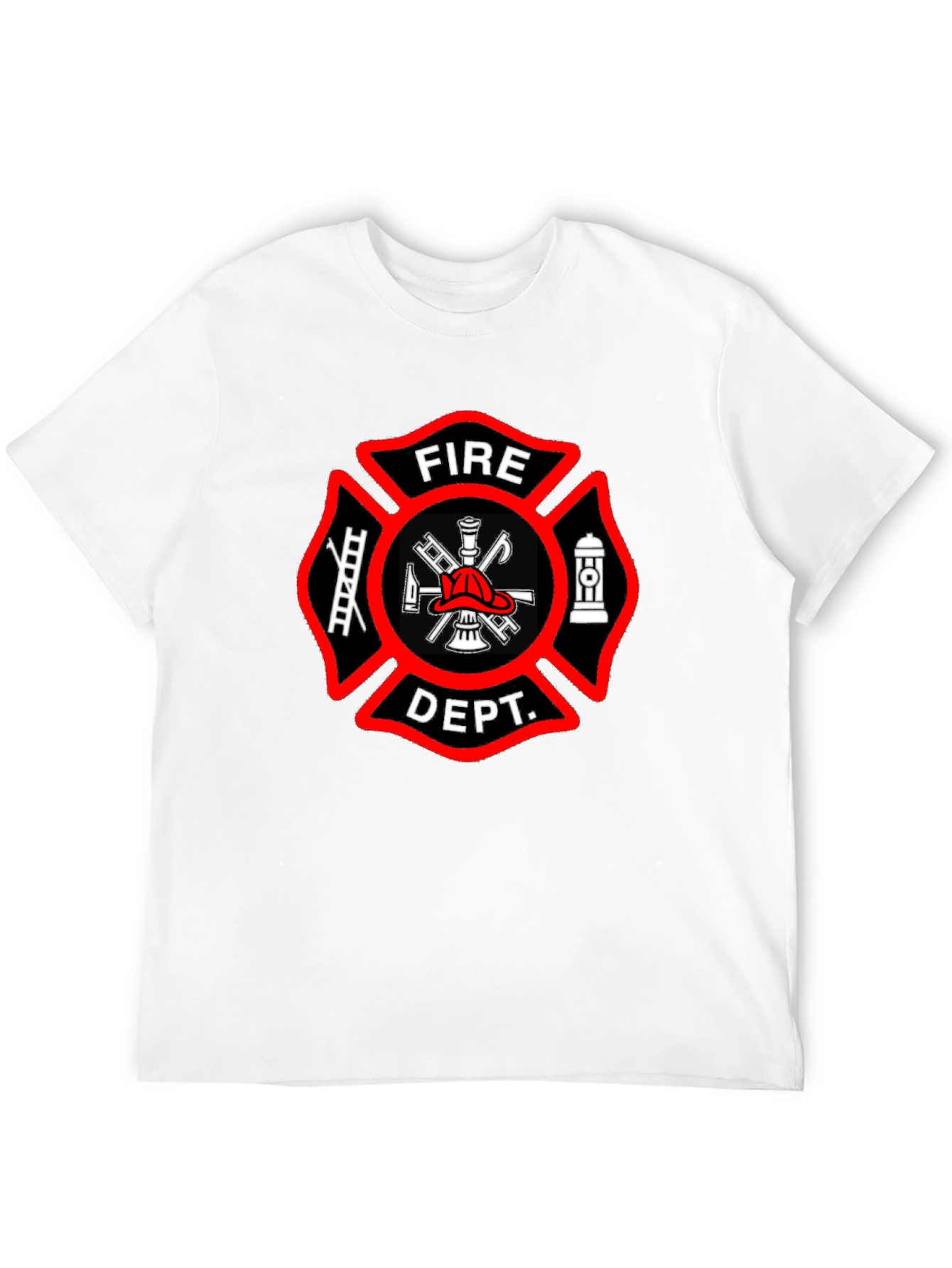 Black Fire Department T-Shirt - Maltese Cross Graphic Tee view 12