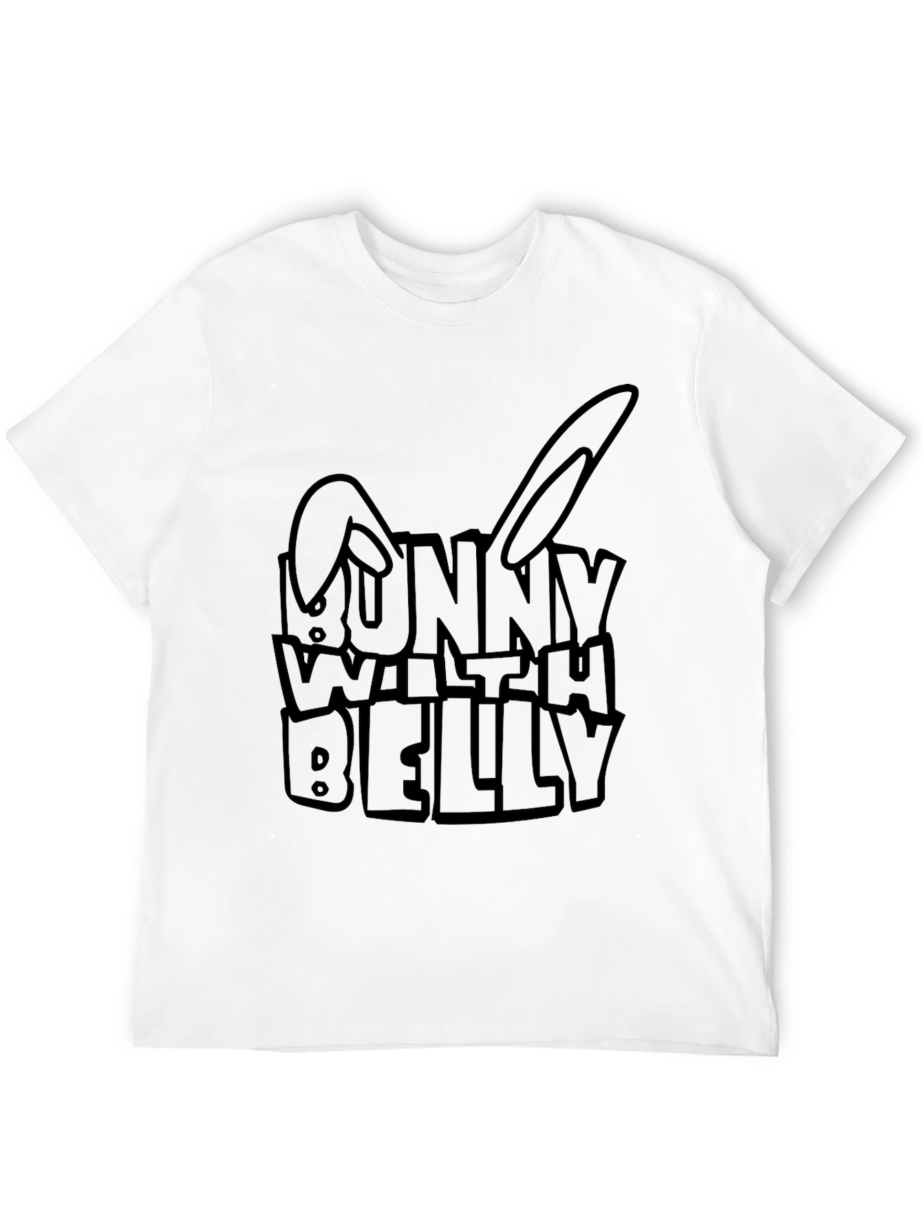 Black Bunny with Belly Graphic Tee - Black Cotton T-Shirt view 12