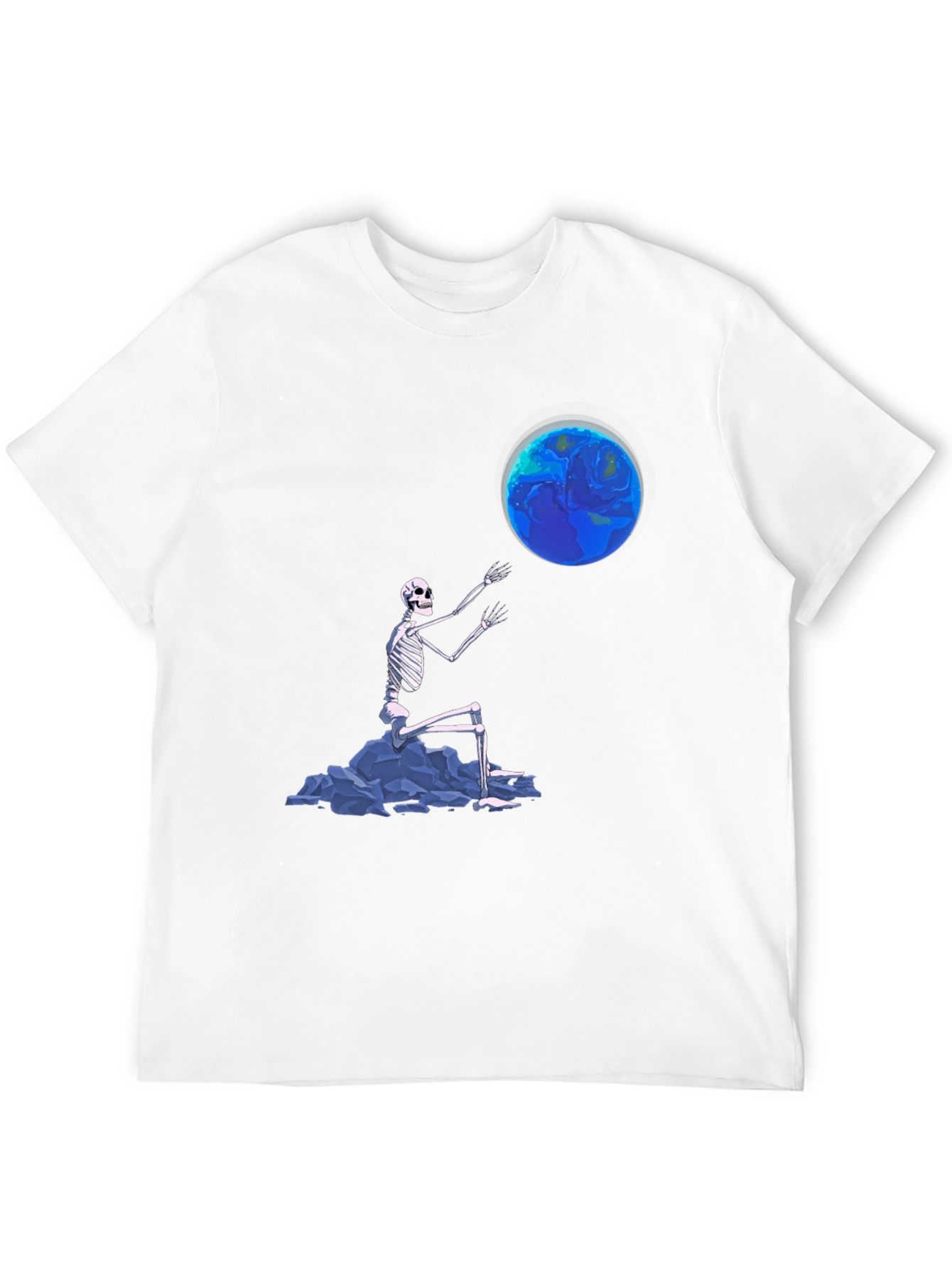 Black Skeleton Touching Earth Graphic Tee - Black view 12