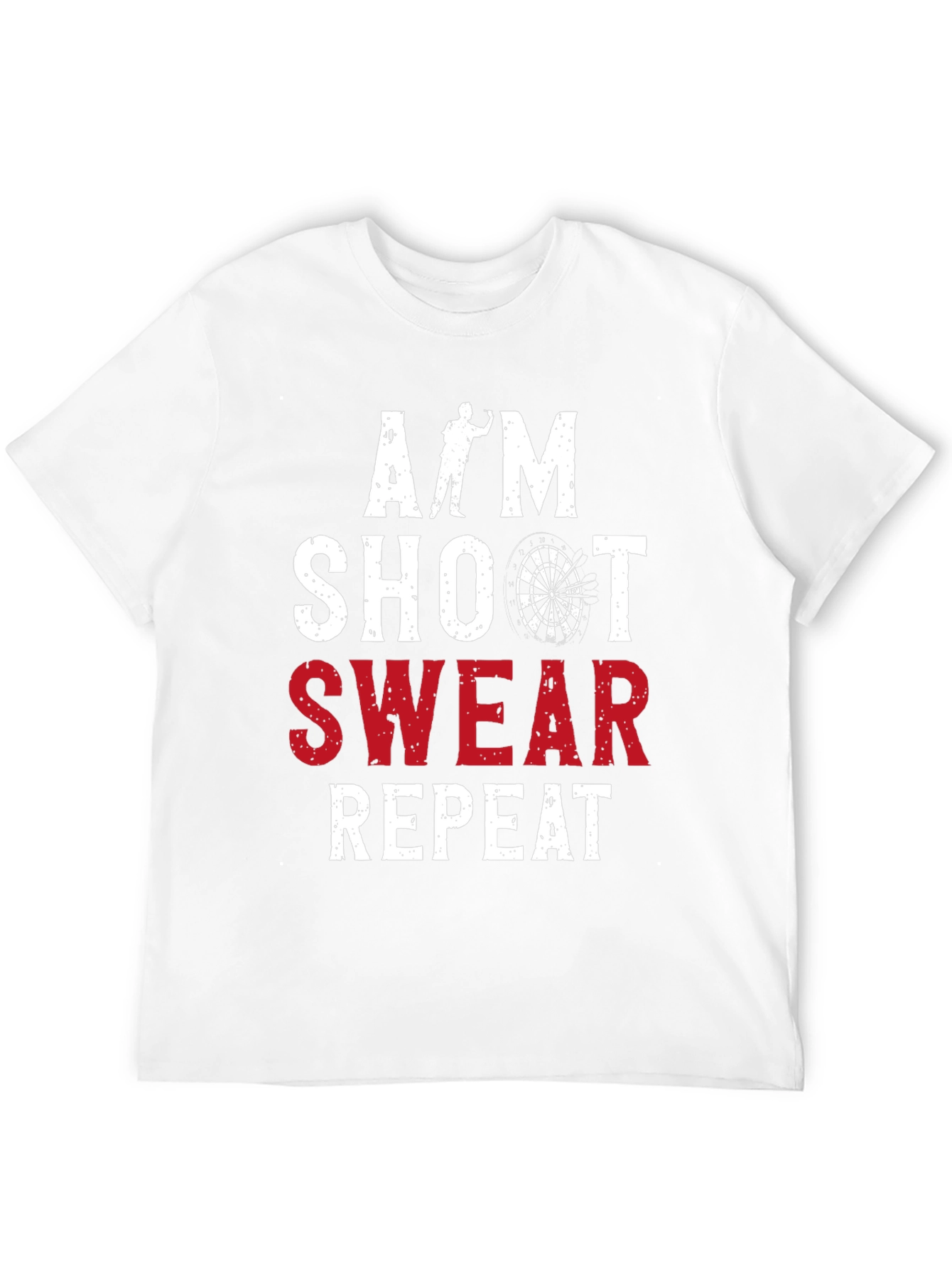 Black Aim Shoot Swear Repeat Darts Graphic Tee view 12