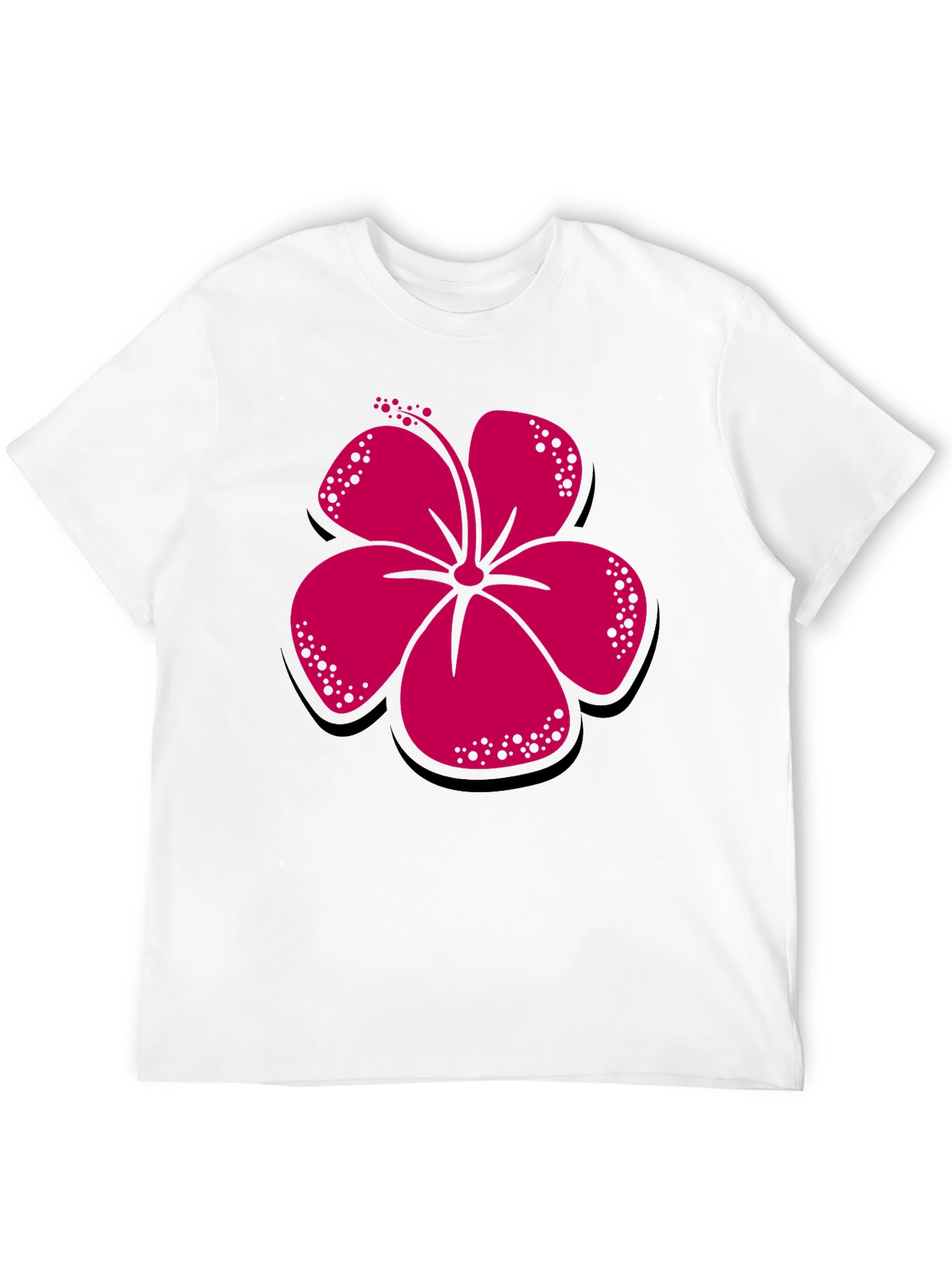 Black Hibiscus Flower Graphic Tee - Casual Black T-Shirt view 12
