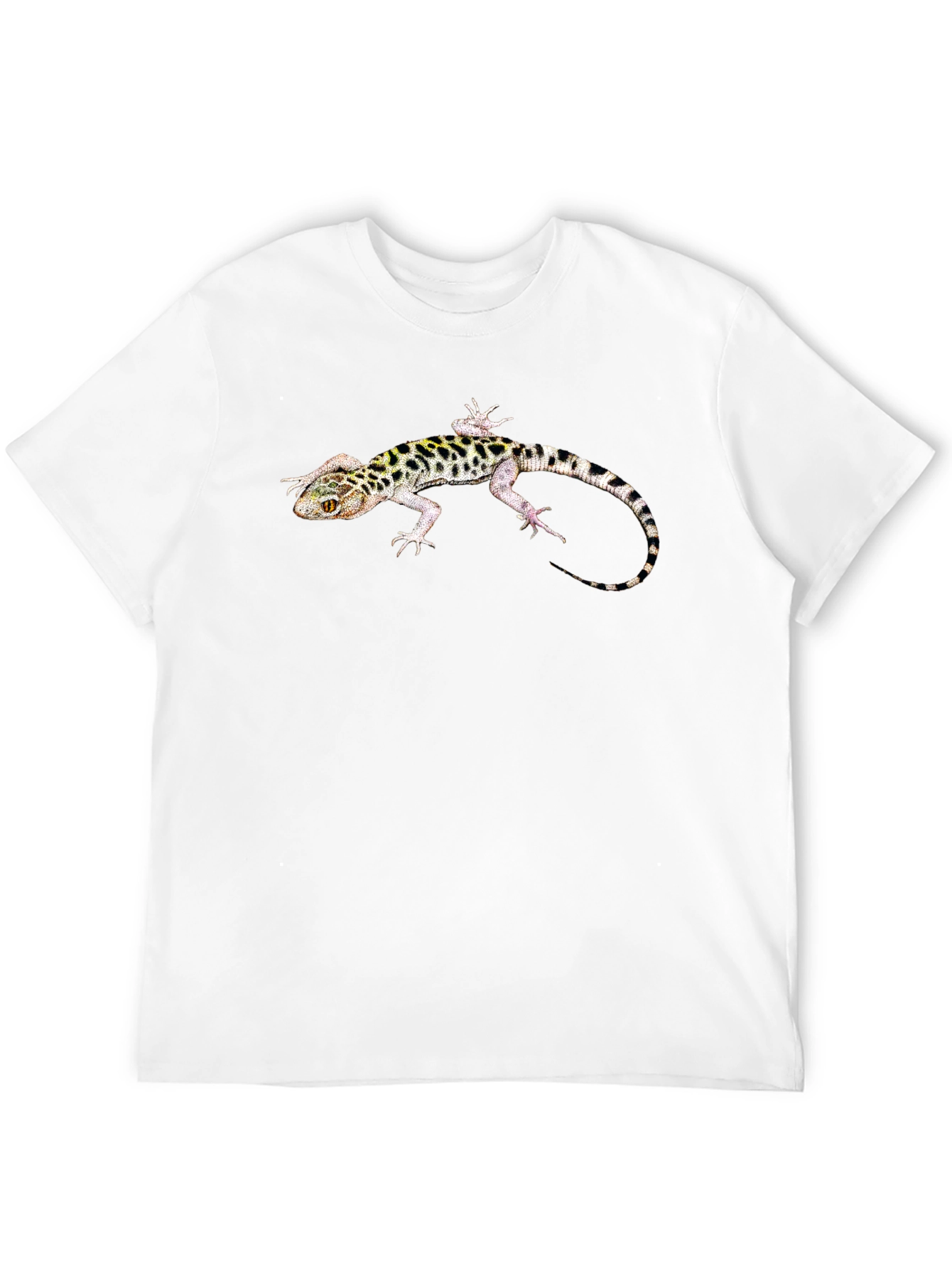 Black Gecko Print Men's Black T-Shirt view 12