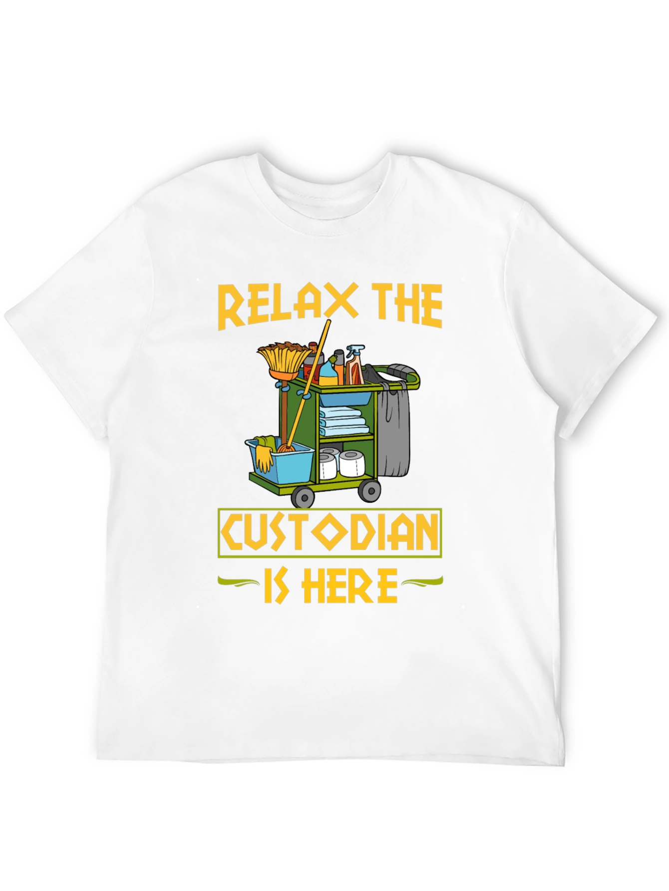Black Relax The Custodian Is Here Funny T-Shirt view 12