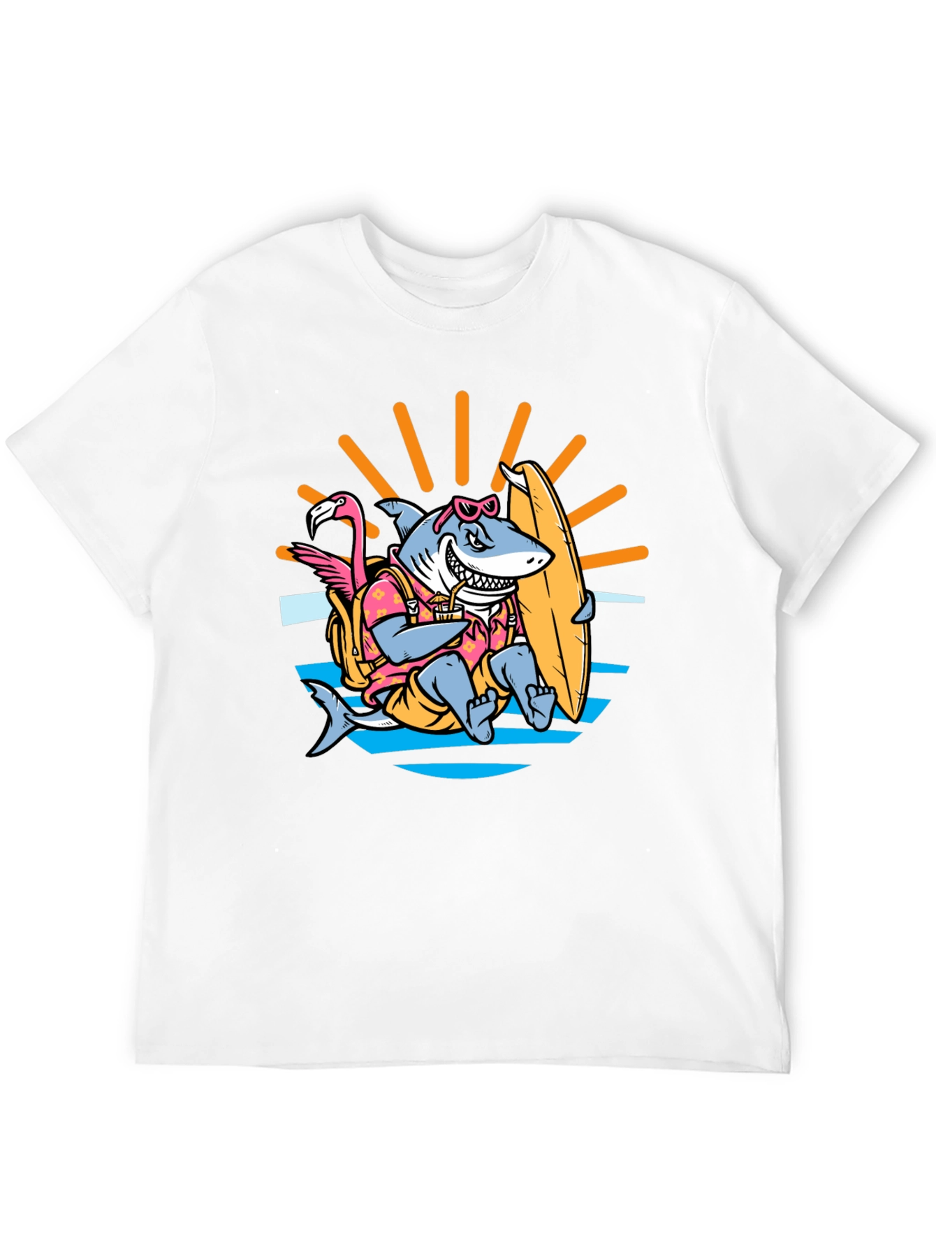 Black Surfing Shark T-Shirt - Summer Vibes view 12