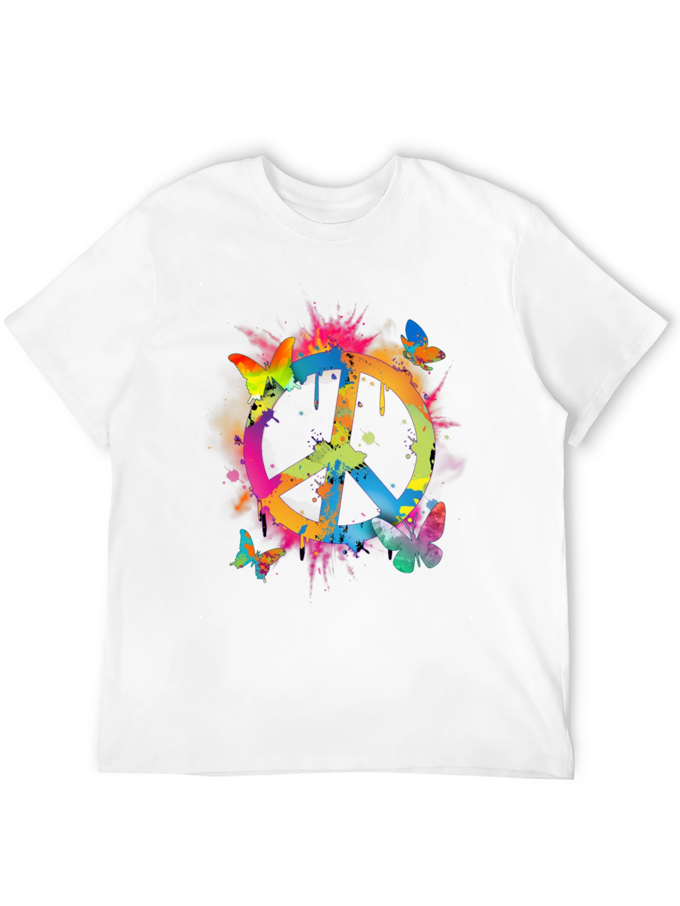 Black Peace Sign Butterfly Graphic Tee - Black view 12