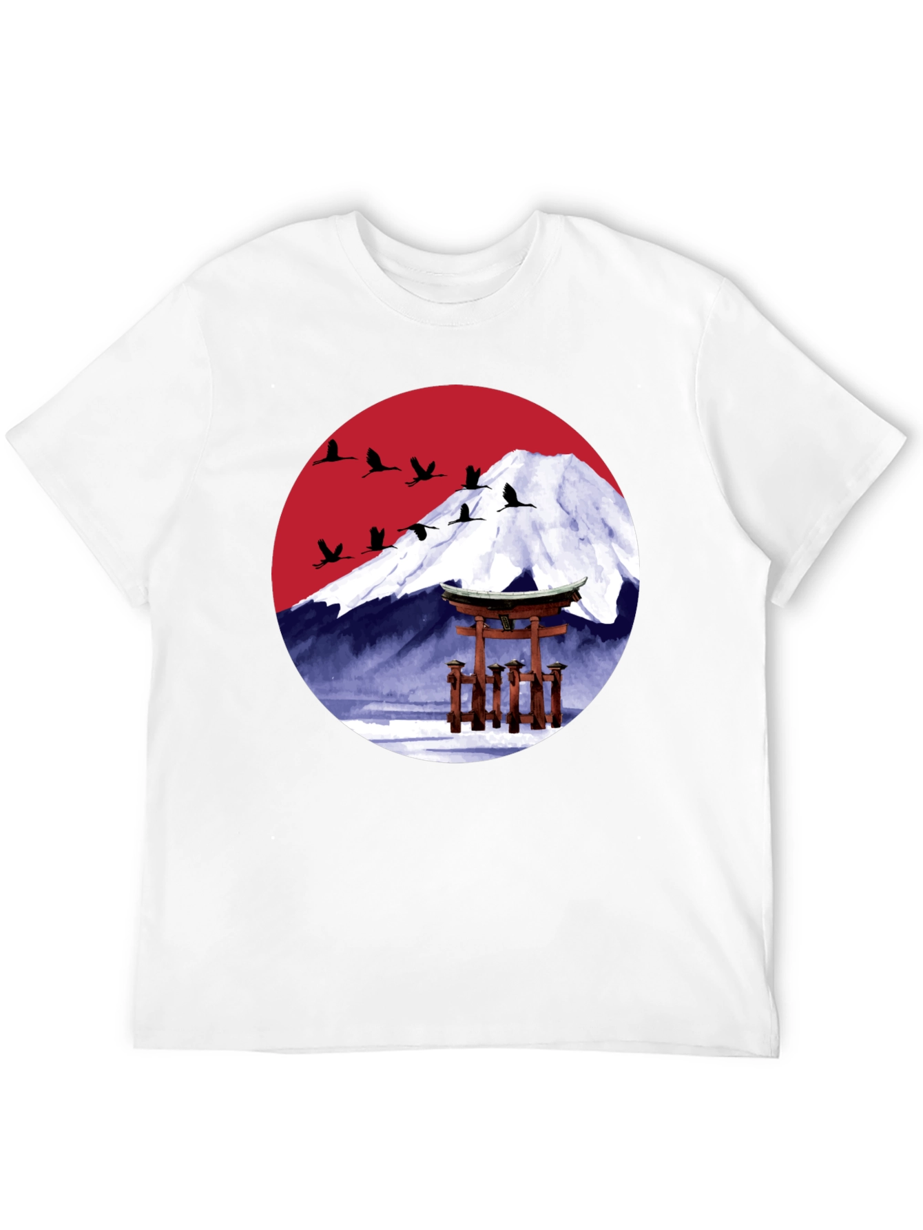 Black Japanese Mountain Scene Graphic Tee view 12